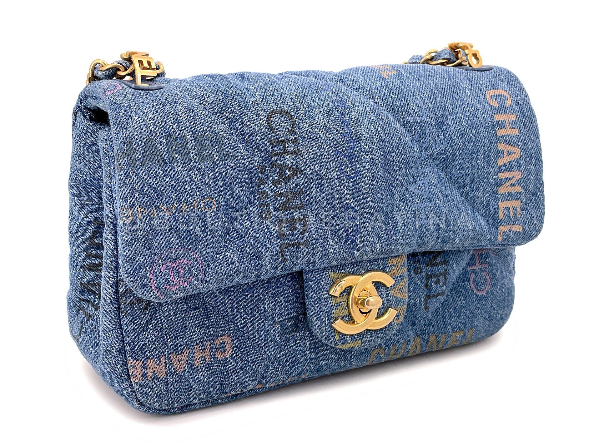 Chanel Blue Denim Mood Rectangular Mini Flap Bag GHW 68287 In Excellent Condition In Costa Mesa, CA