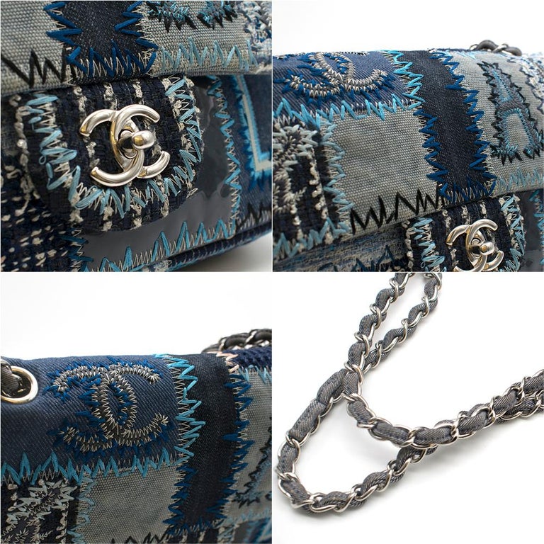 Chanel Blue Denim Patchwork Classic Flap Bag 25cm at 1stDibs