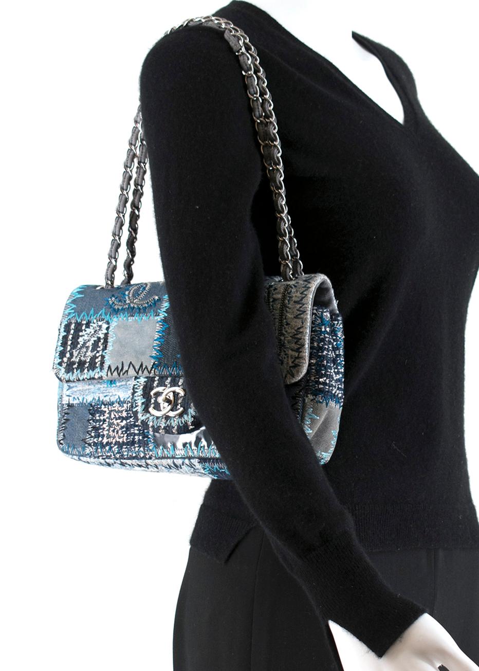 Chanel Blue Denim Patchwork Classic Flap Bag 25cm 1