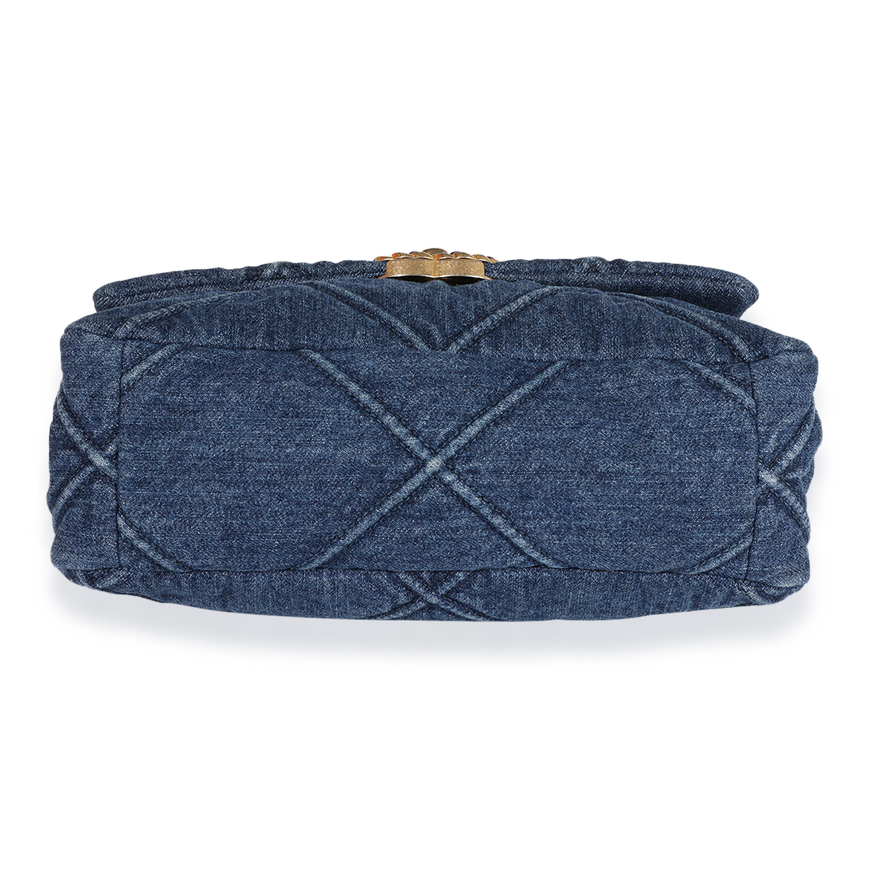 Women's Chanel Blue Denim Quilted Medium Chanel 19 Bag