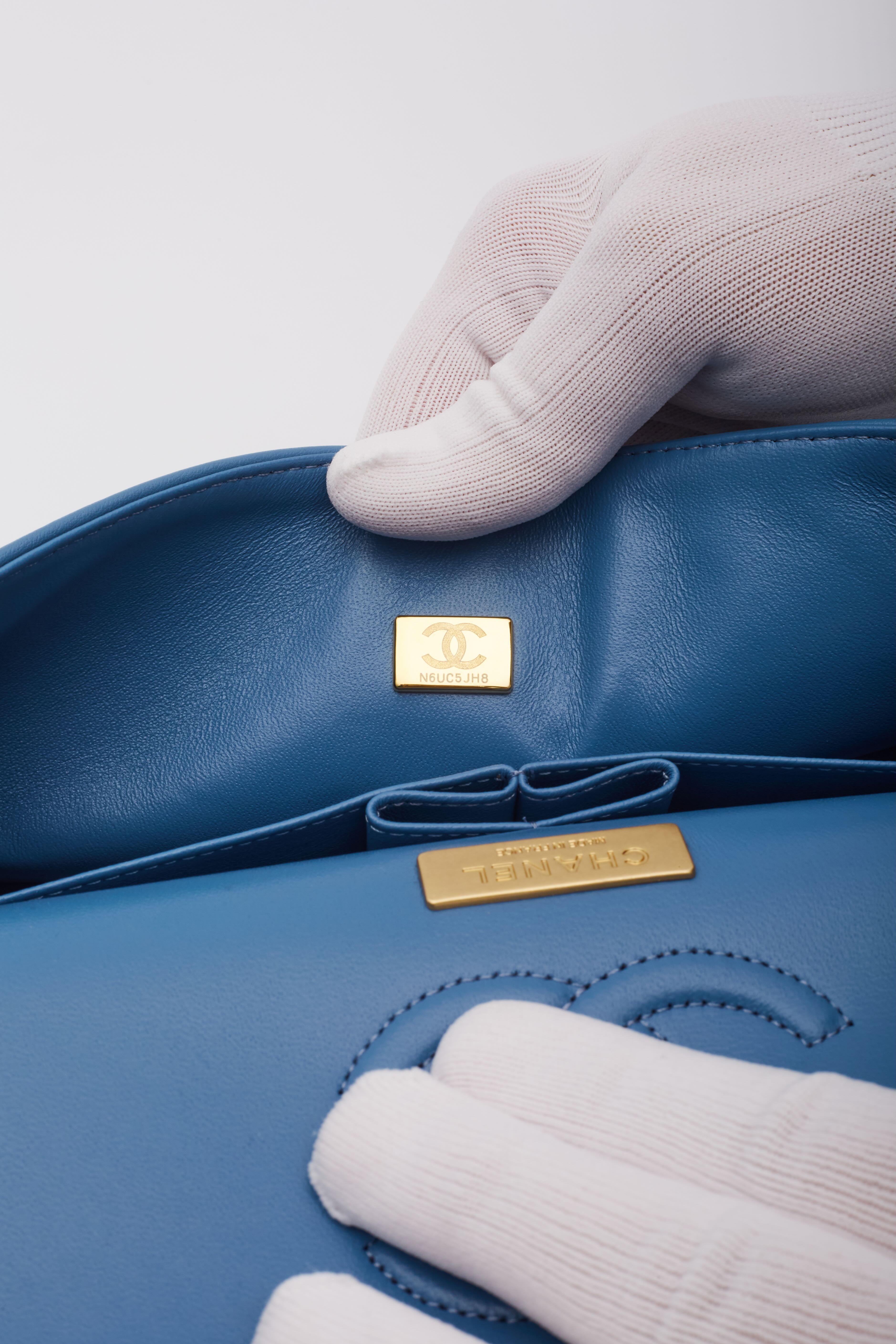 Chanel 2026 Flap Bag 21cm Blue mix Colors Sequin Leather 325283