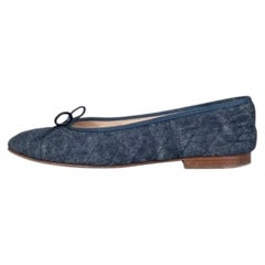Chanel Blue Denim Signature Bows Ballet Flats Sz.39.5