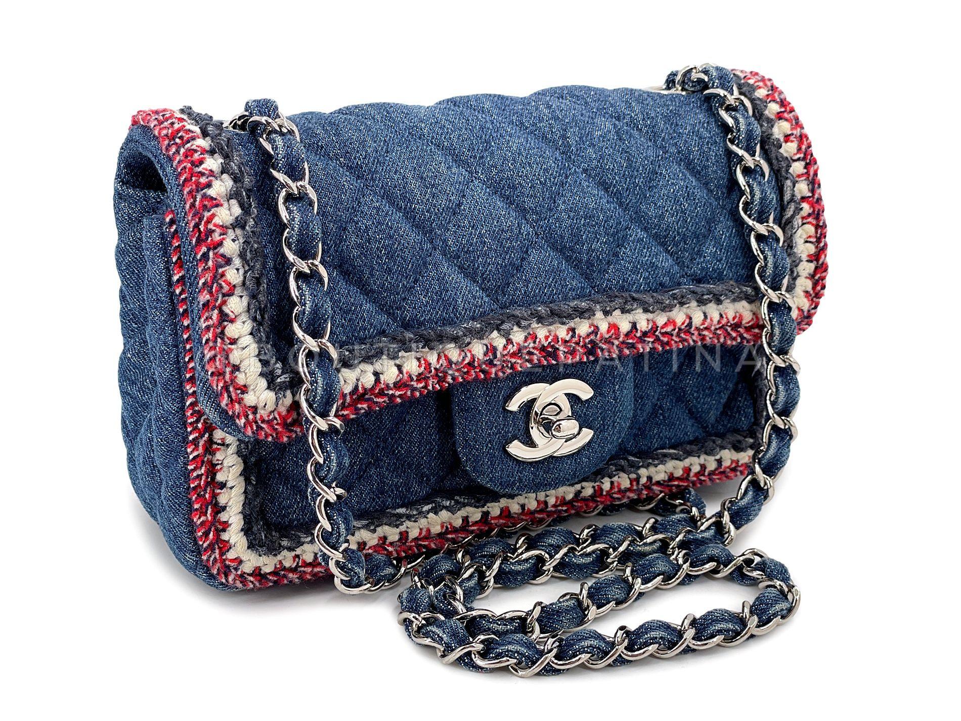 Chanel Blue Denim Tweed-Framed Rectangular Mini Flap Bag SHW 68189 For ...