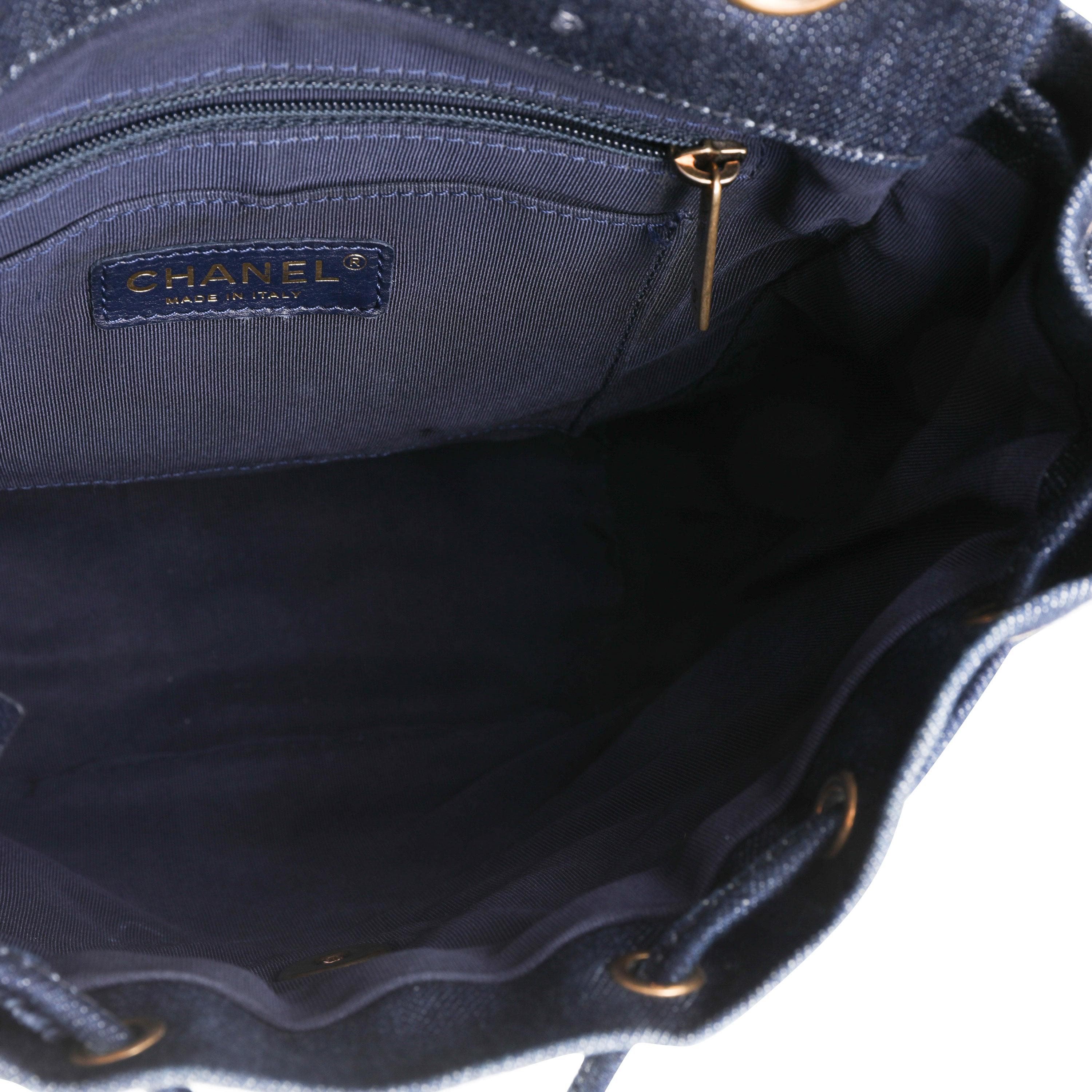 Black Chanel Blue Denim Urban Spirit Backpack