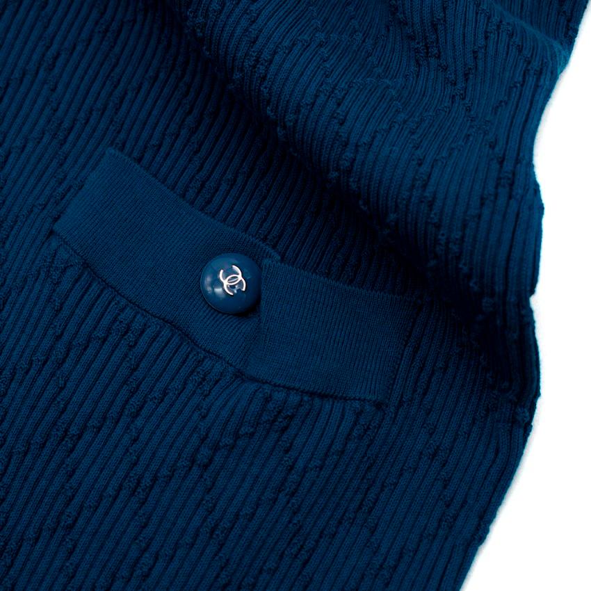 Chanel Blue Diamond Knit Longline Cardigan - Size US 6 4