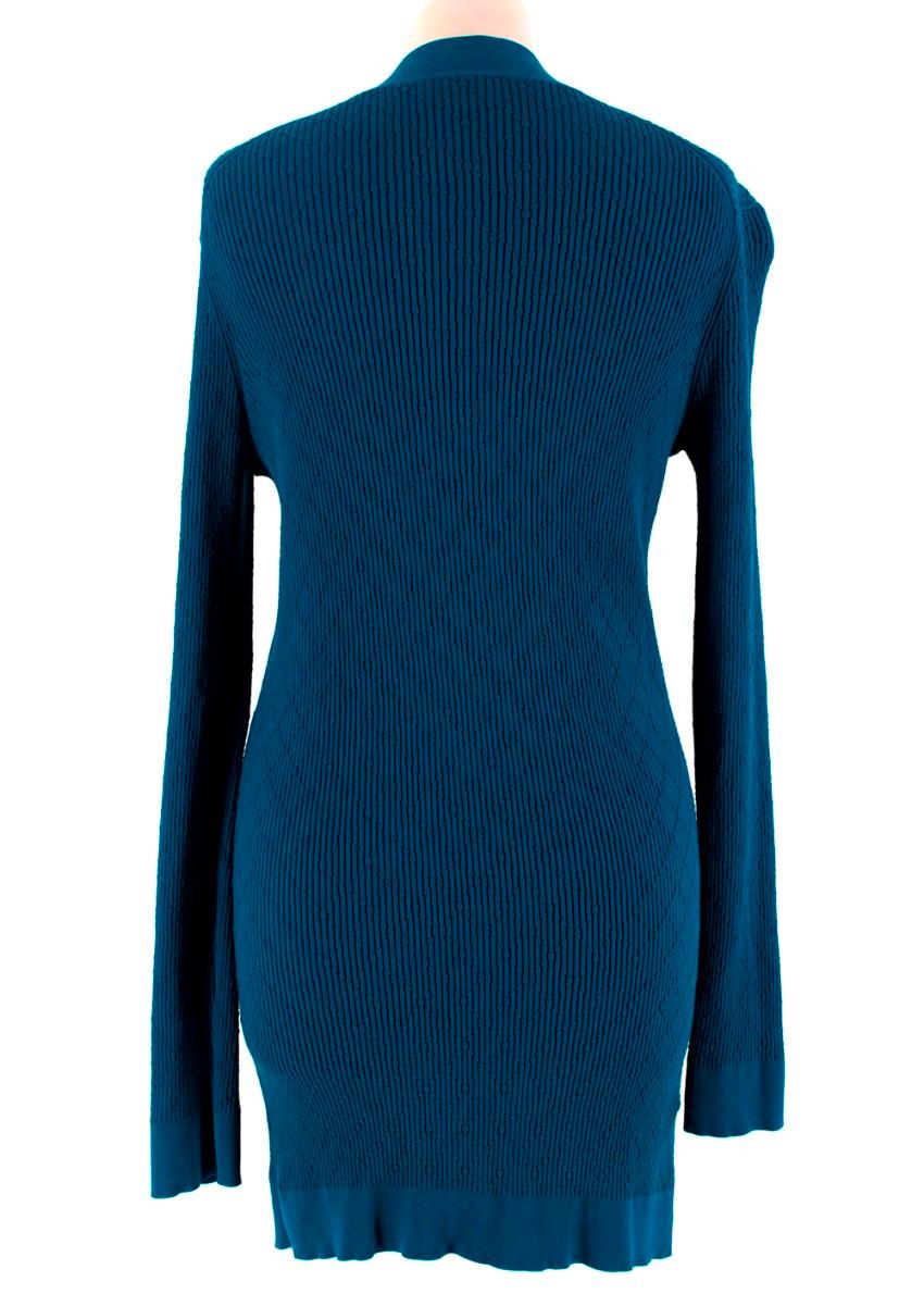 Chanel Blue Diamond Knit Longline Cardigan - Size US 6 1