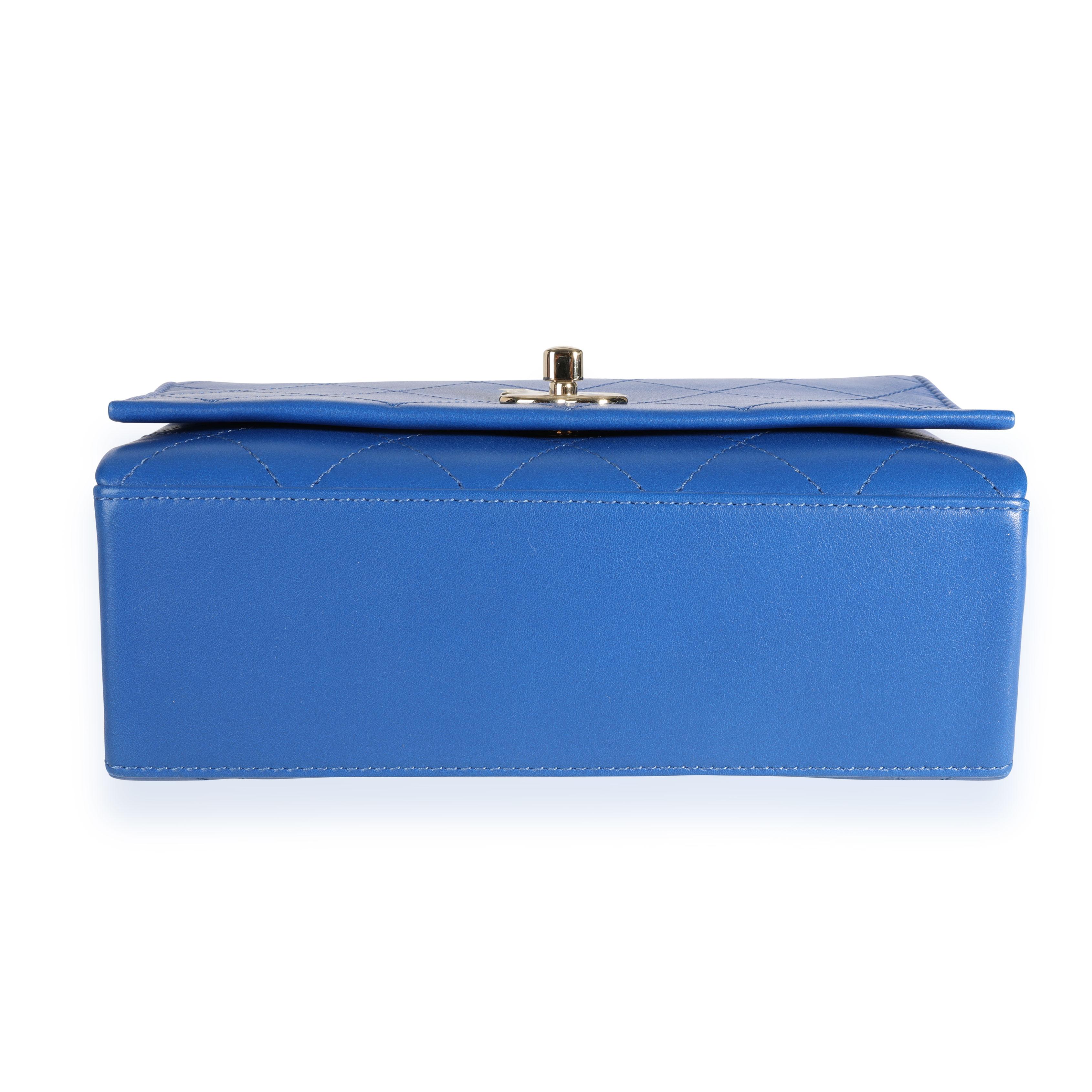 Women's Chanel Blue Diamond Stitch Leather Crossbody Bag