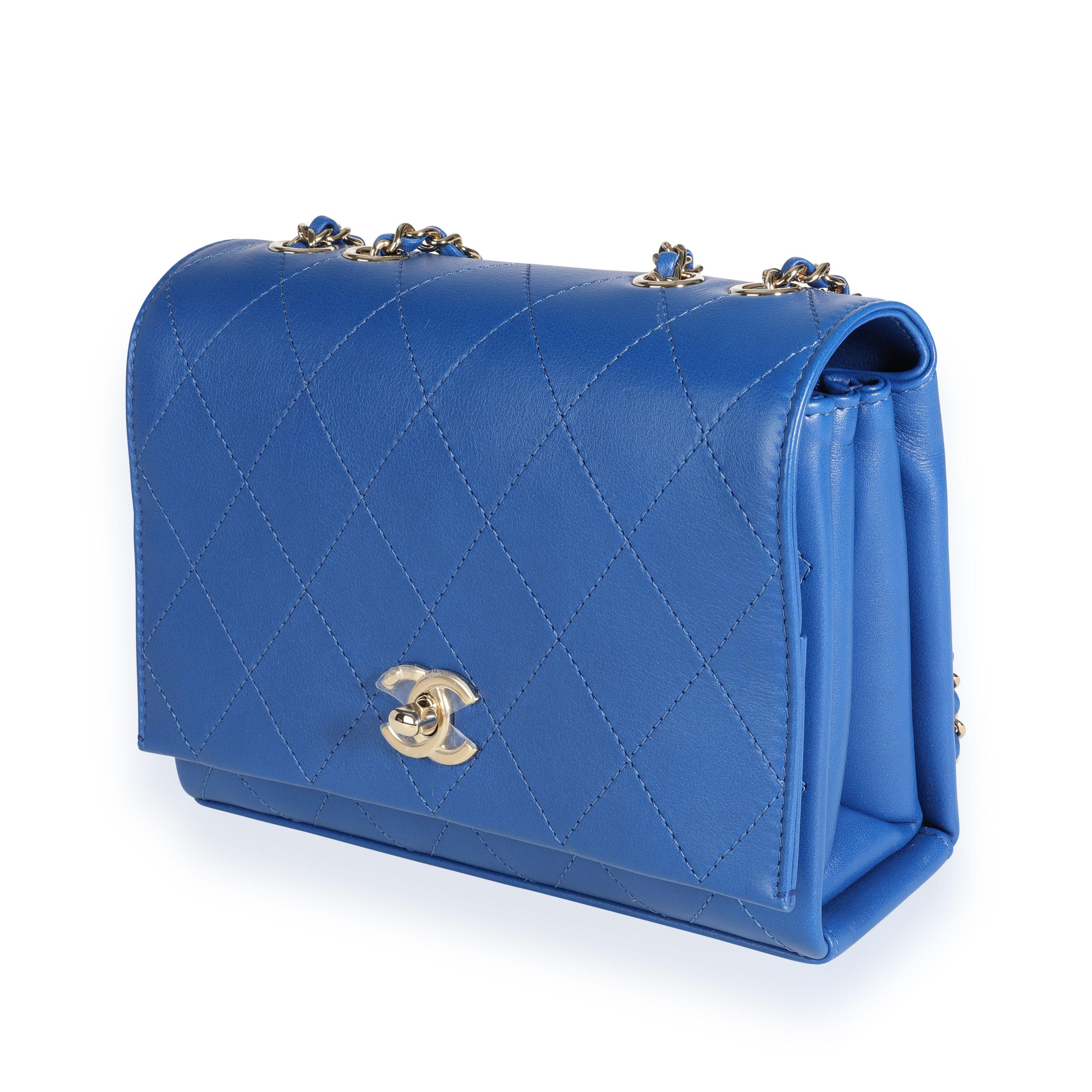 Chanel Blue Diamond Stitch Leather Crossbody Bag 1