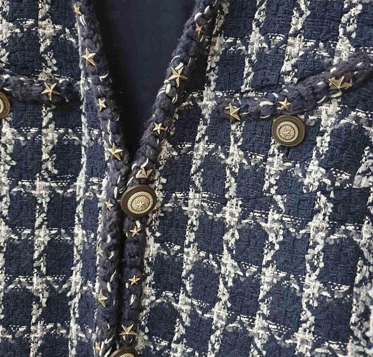 Chanel Blue Ecru Wool Blend Tweed Paris-Dallas Jacket