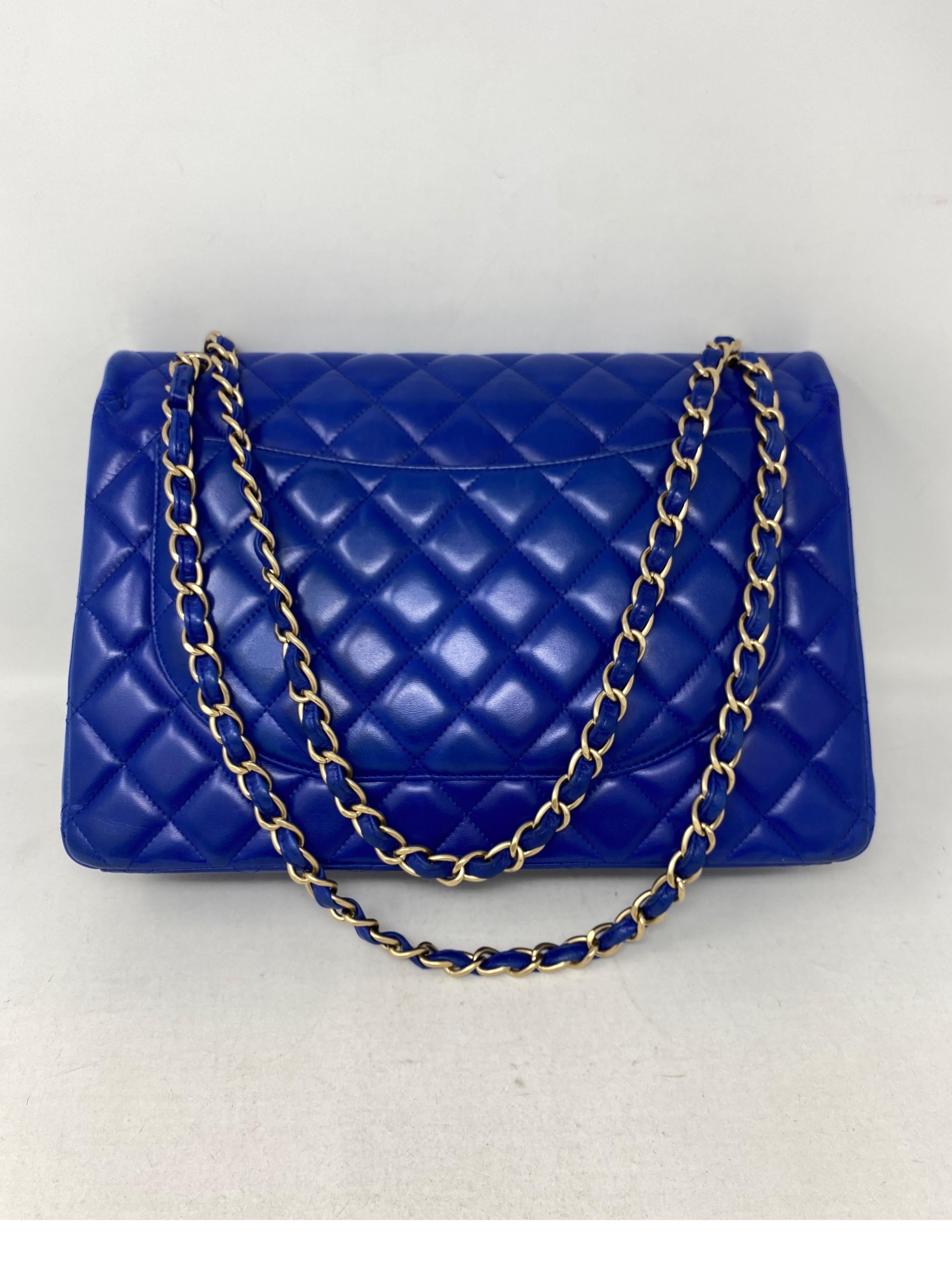 Chanel Blue Electric Maxi Lambskin Bag 6
