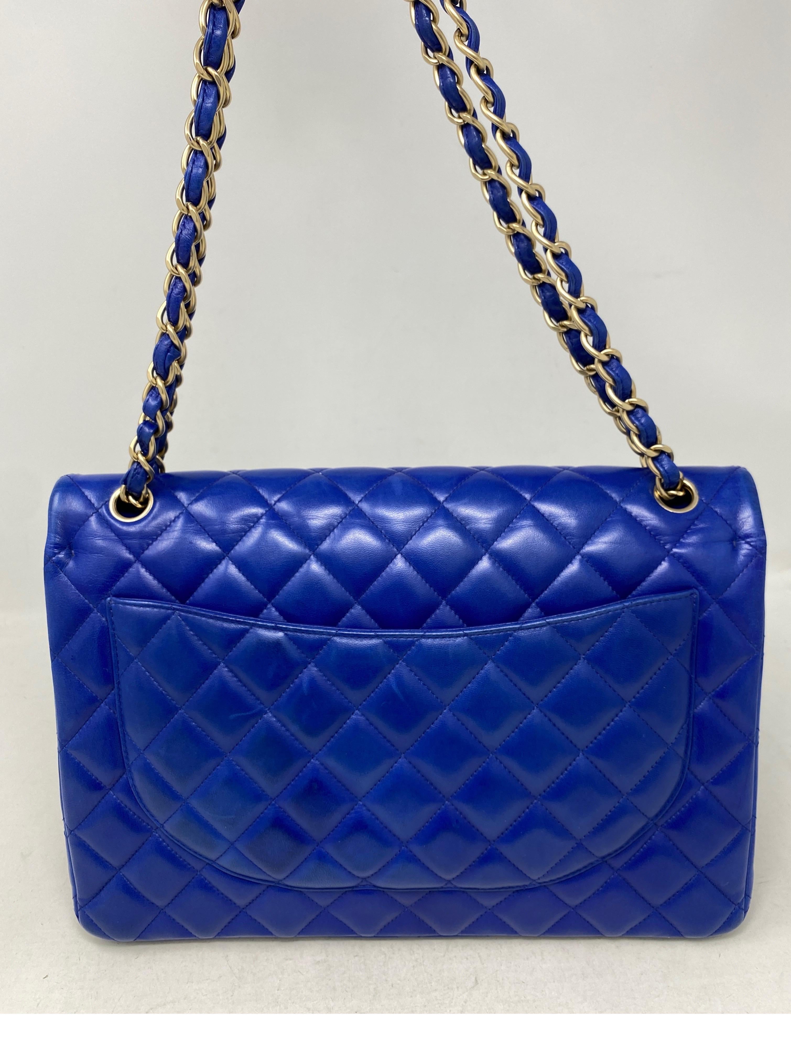 Chanel Blue Electric Maxi Lambskin Bag 7