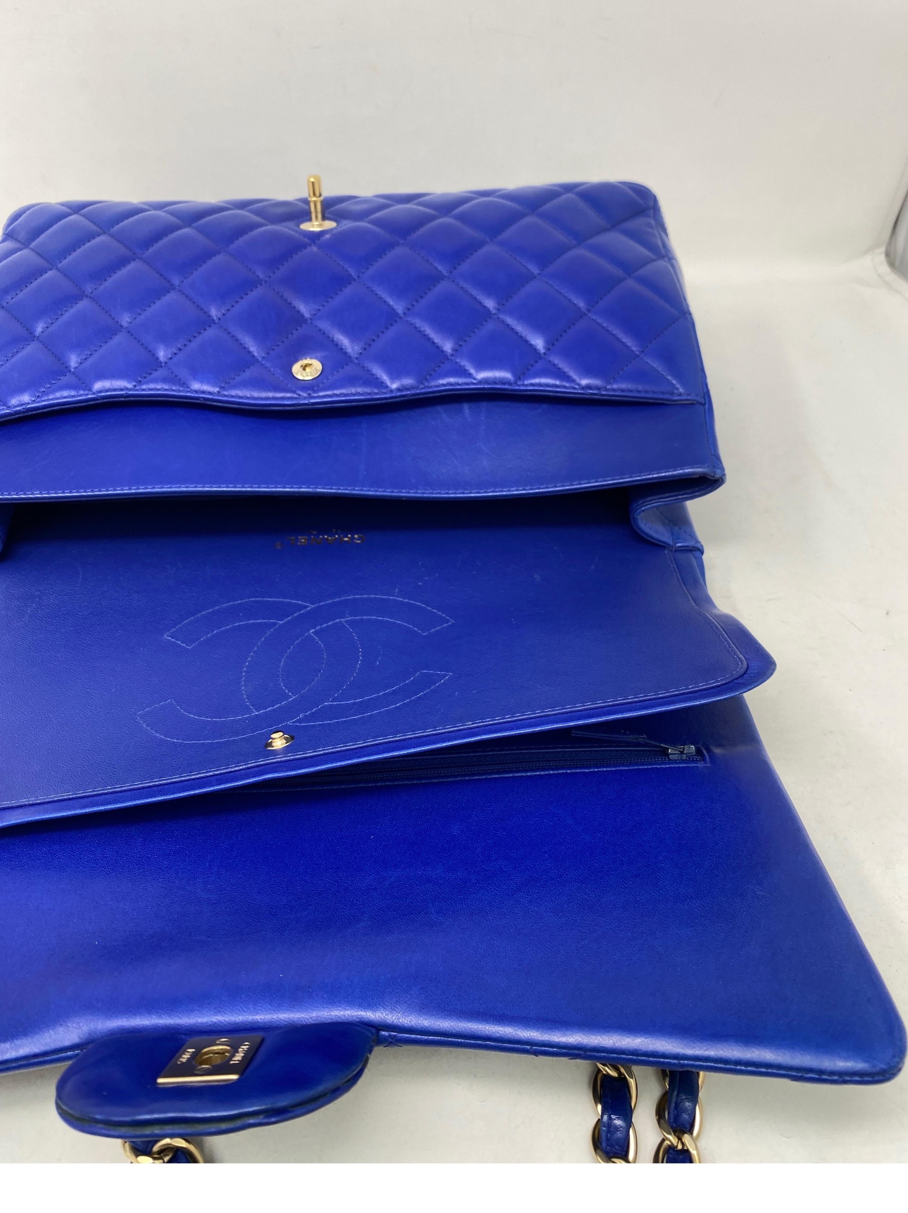 Chanel Blue Electric Maxi Lambskin Bag 9