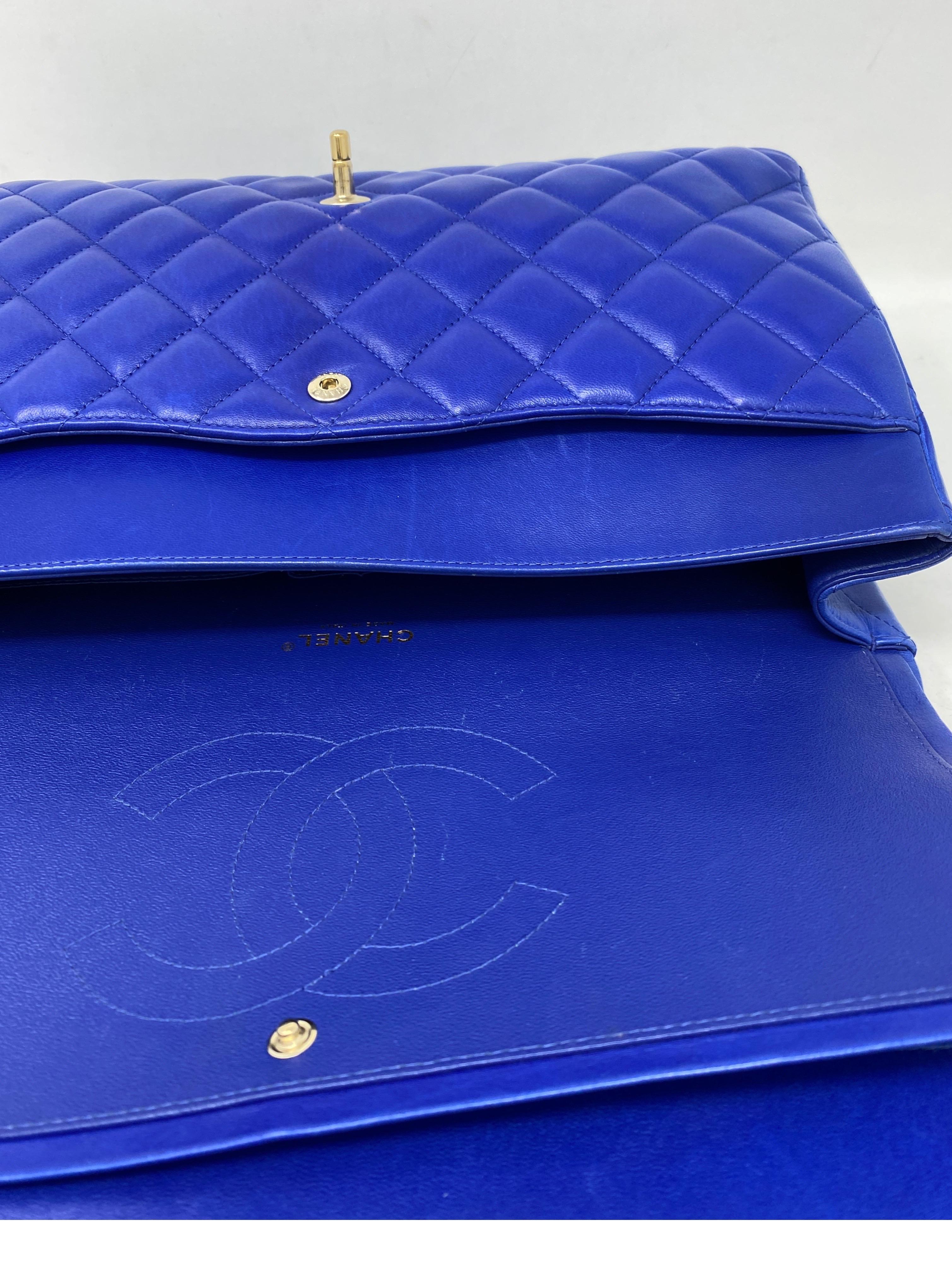 Chanel Blue Electric Maxi Lambskin Bag 10