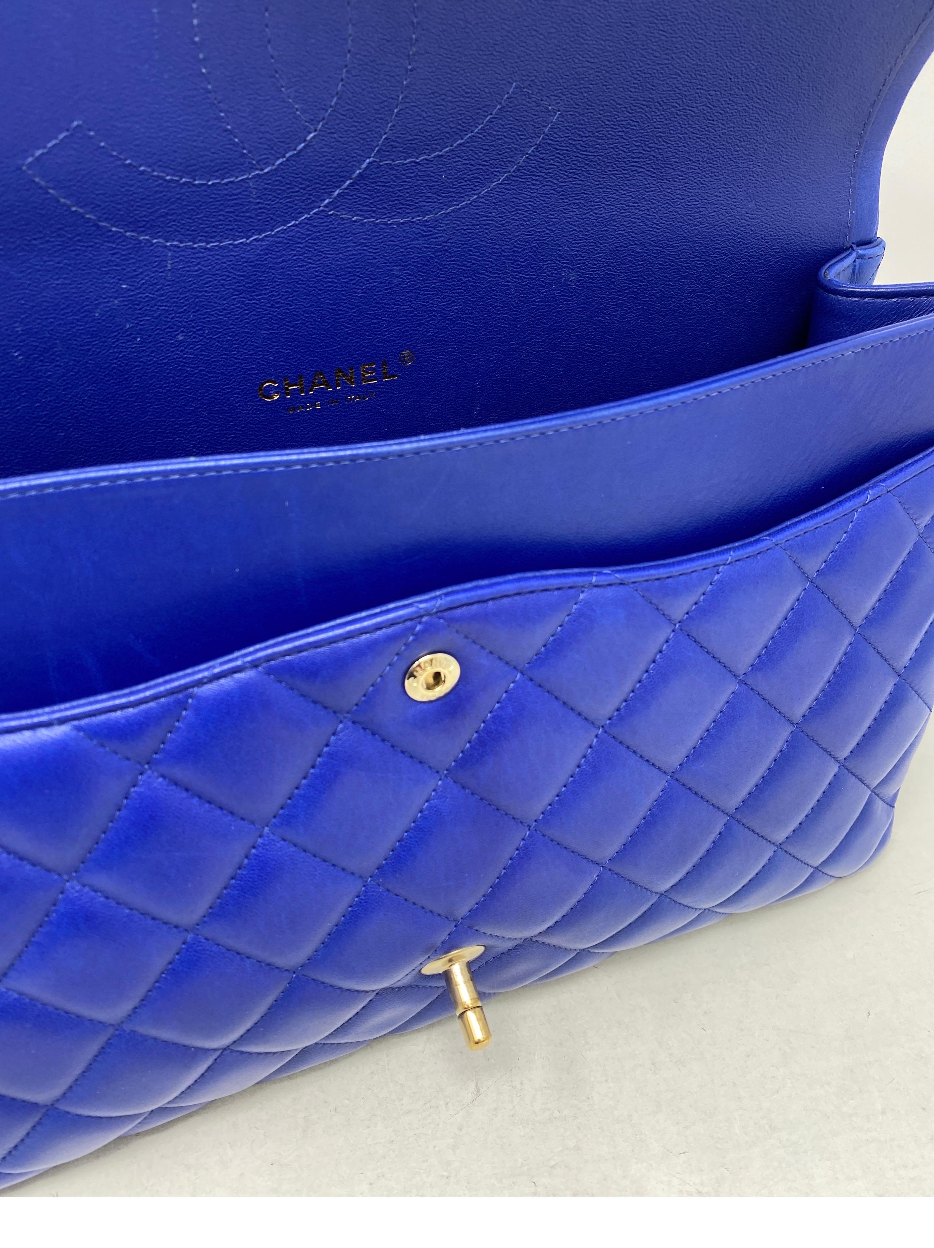 Chanel Blue Electric Maxi Lambskin Bag 11