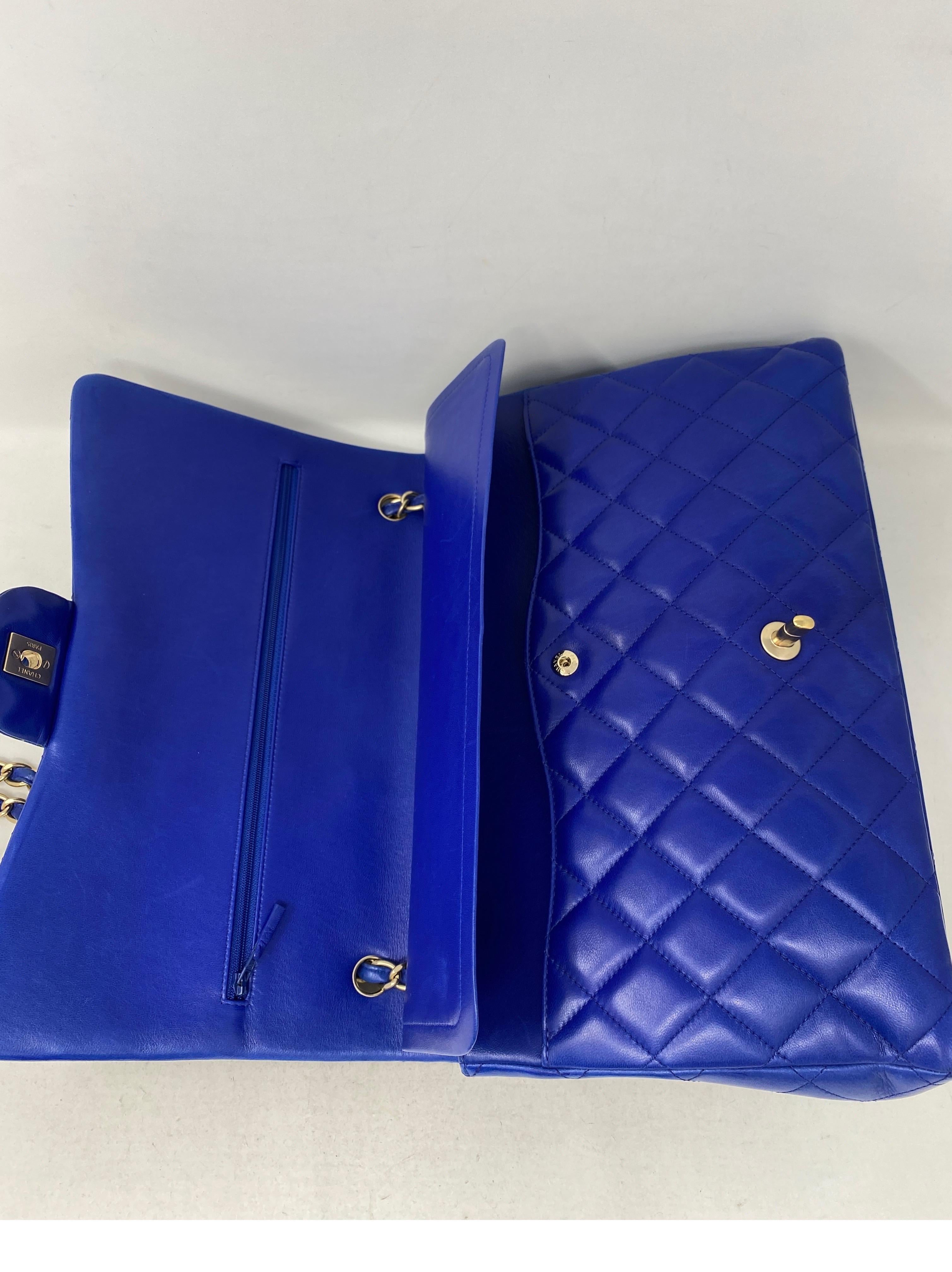 Chanel Blue Electric Maxi Lambskin Bag 12