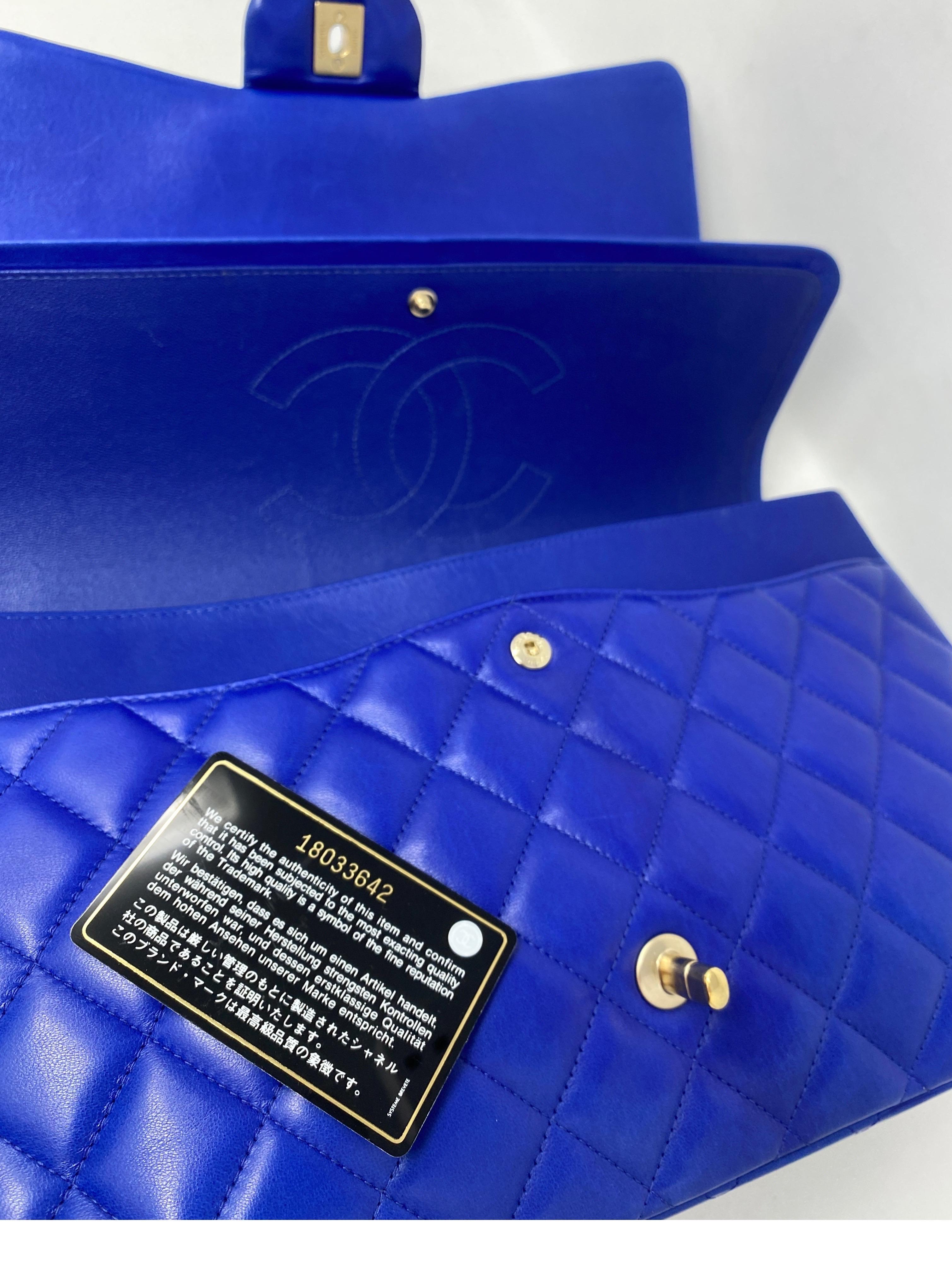 Chanel Blue Electric Maxi Lambskin Bag 14
