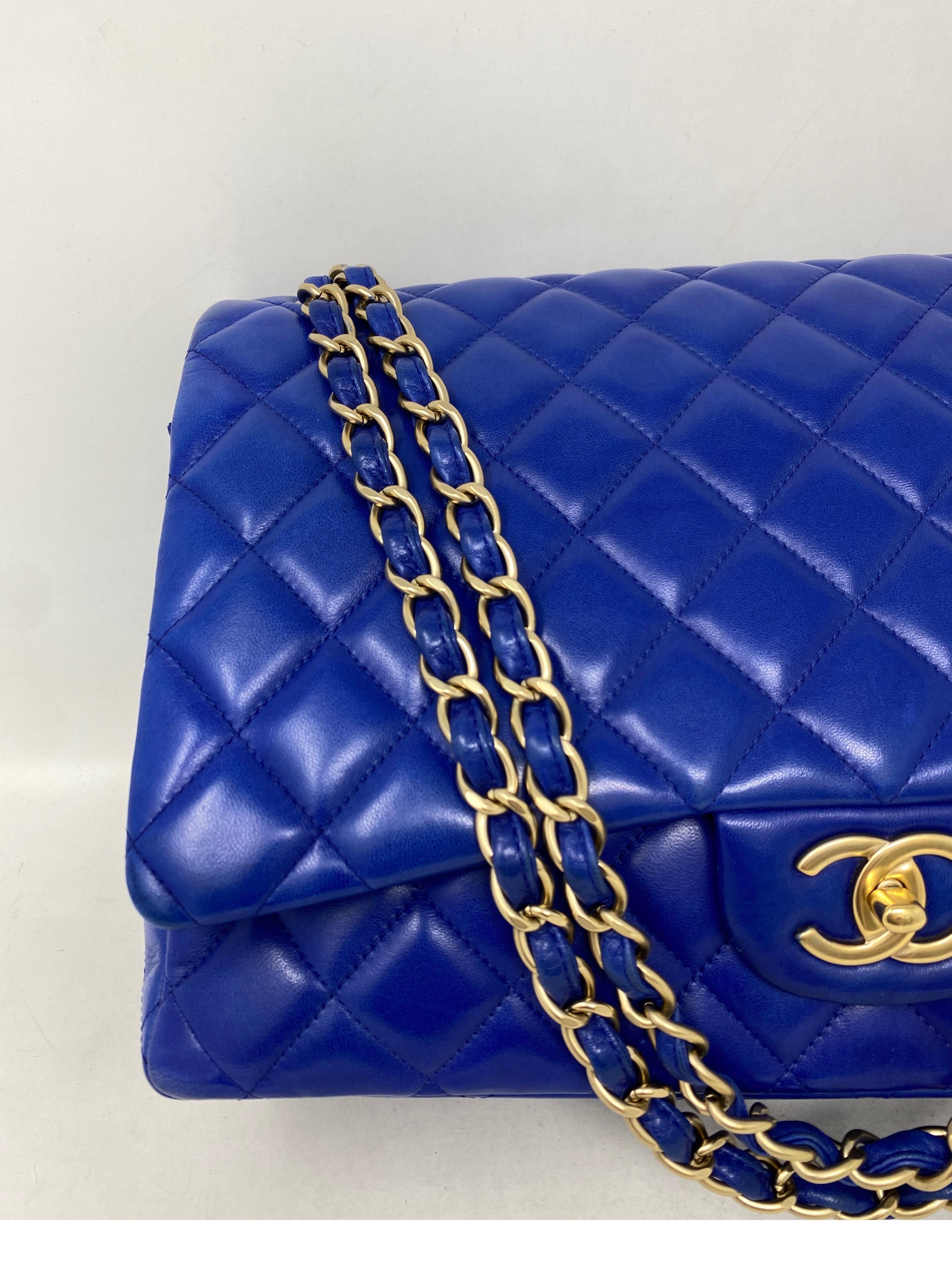 Chanel Blue Electric Maxi Lambskin Bag 1
