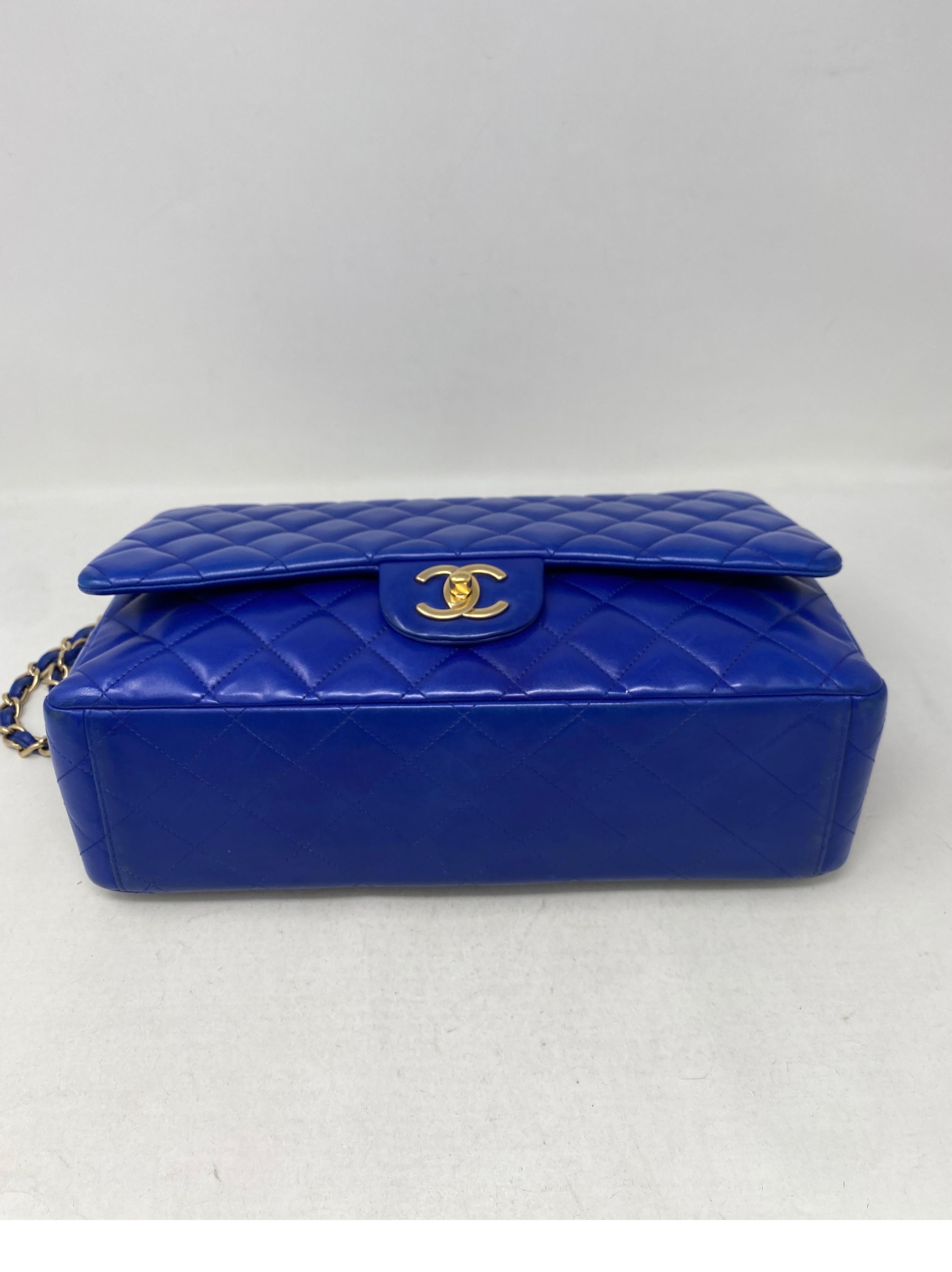 Chanel Blue Electric Maxi Lambskin Bag 3