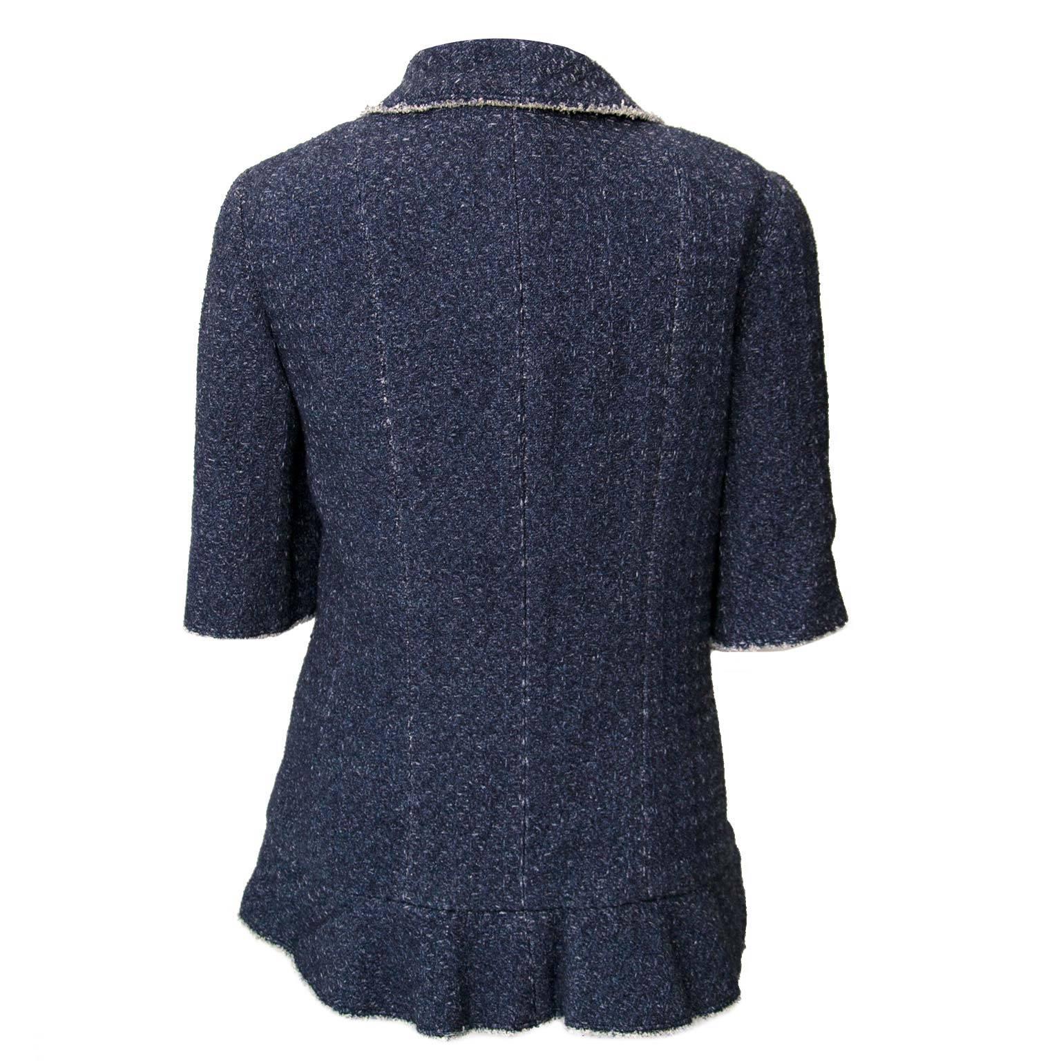 Black Chanel Blue Fantasy Tweed Jacket - Size 38
