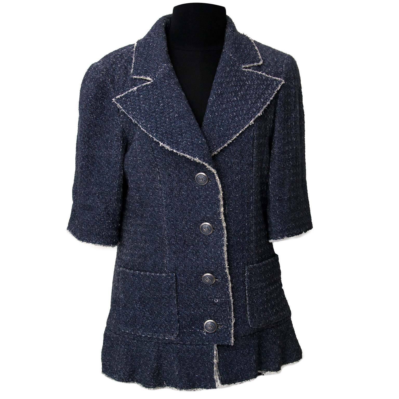 Chanel Blue Fantasy Tweed Jacket - Size 38