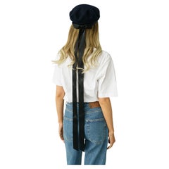 Chanel Blue Felt Cap With Grosgrain Ribbons