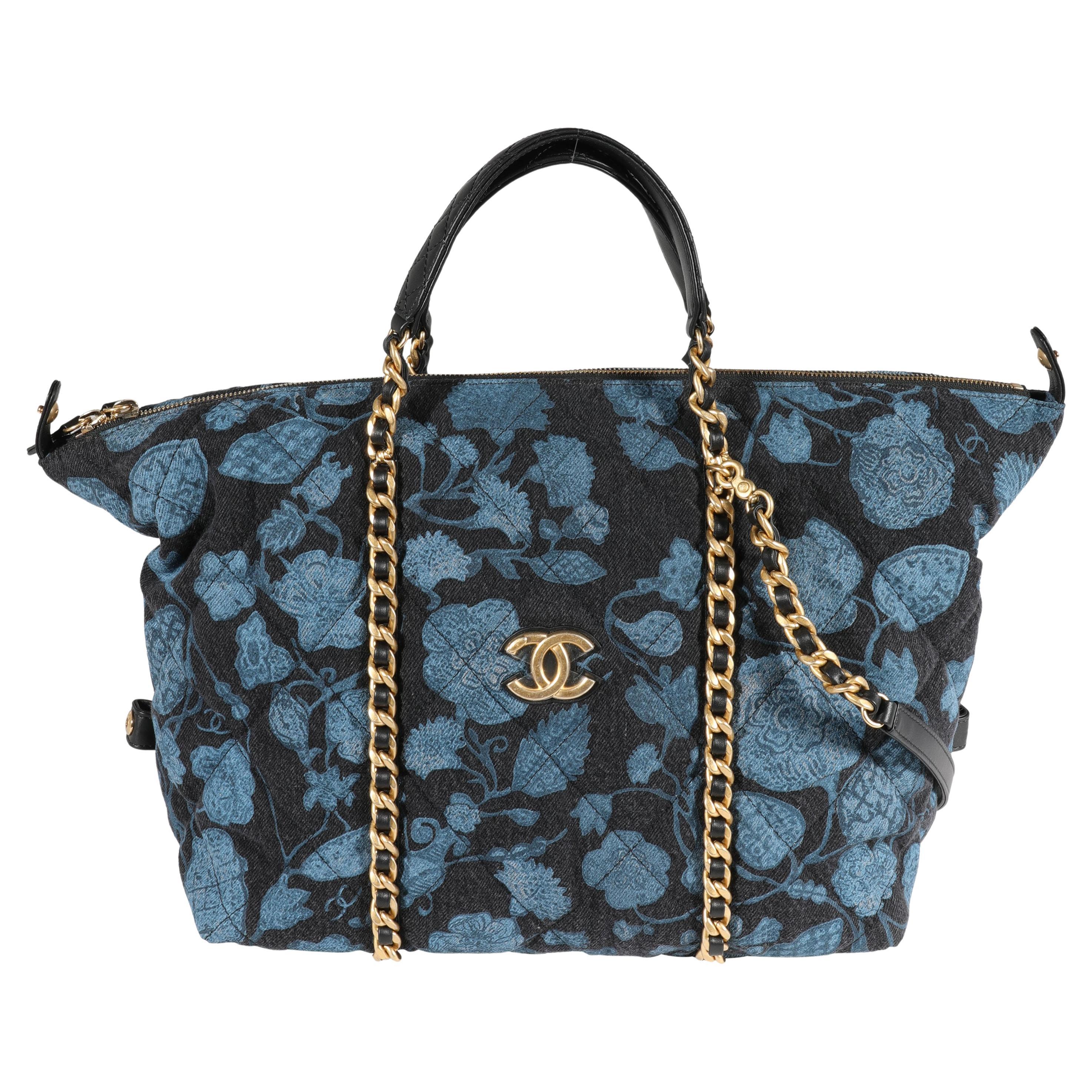 Chanel Blue Floral Quilted Denim Bowling Bag For Sale at 1stDibs  chanel  denim bowling bag, chanel bowling bag, chanel blue quilted handbag