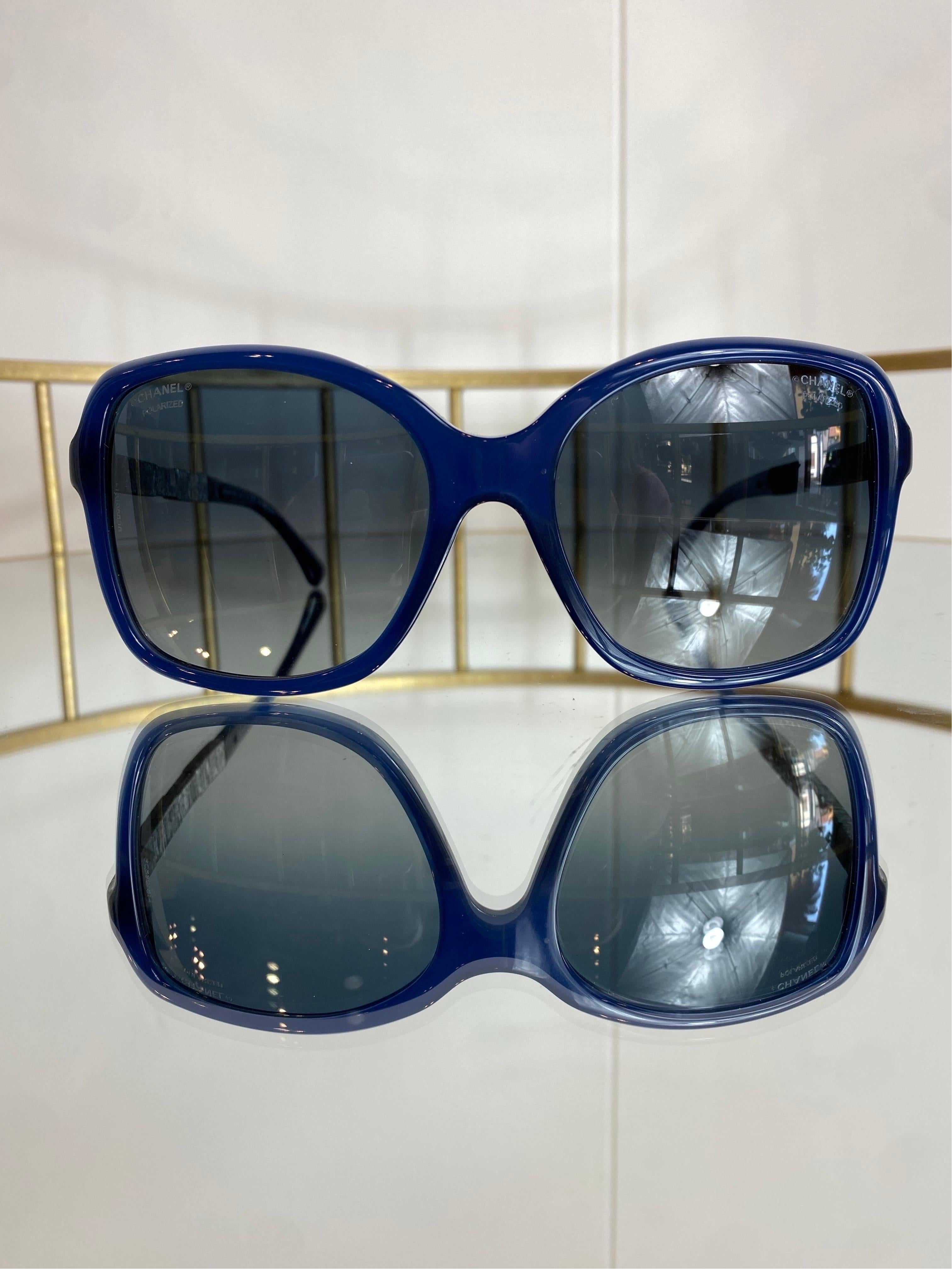 Women's or Men's Chanel blue frame polarized Sunglasses For Sale
