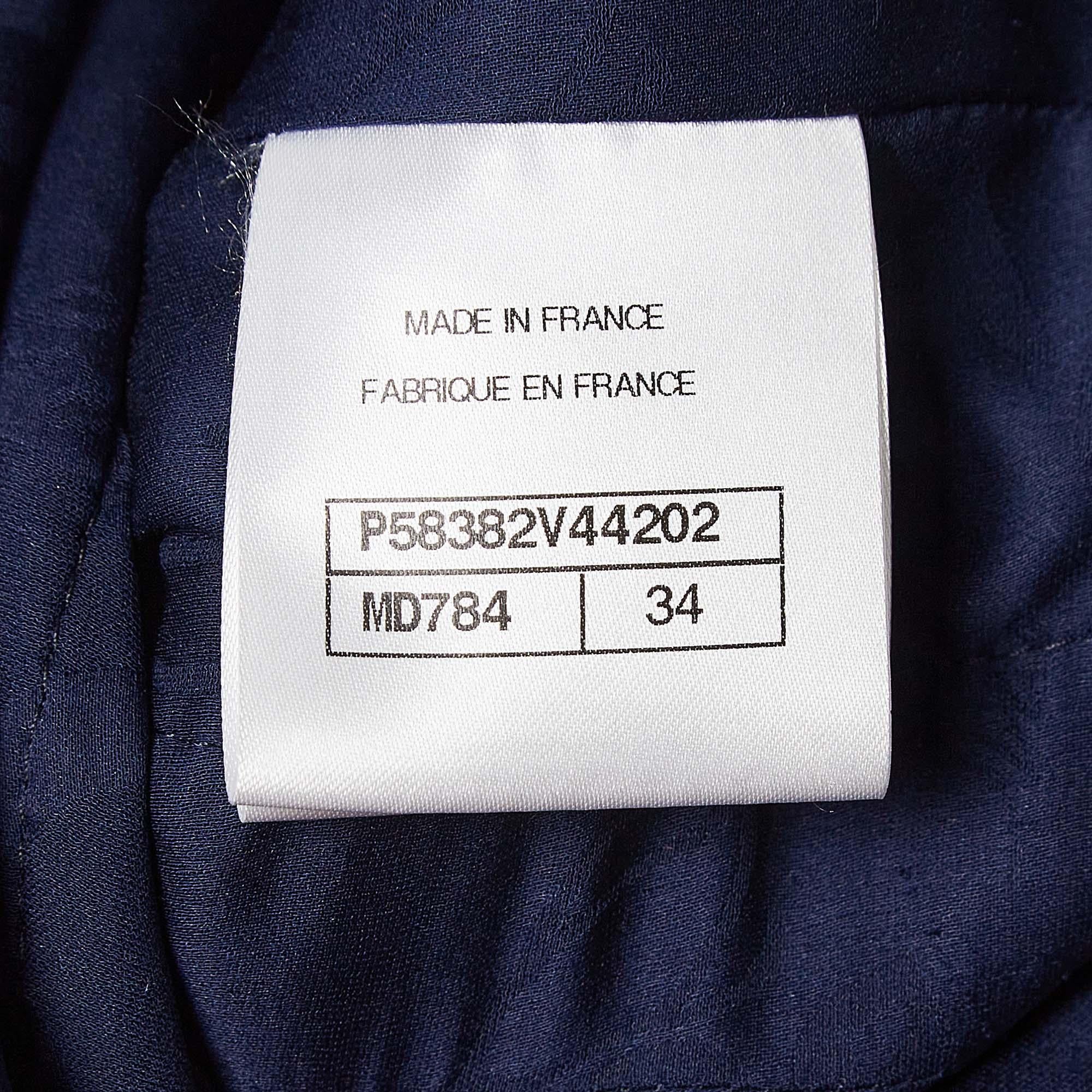 Women's Chanel Blue Fringed Tweed Jacket S