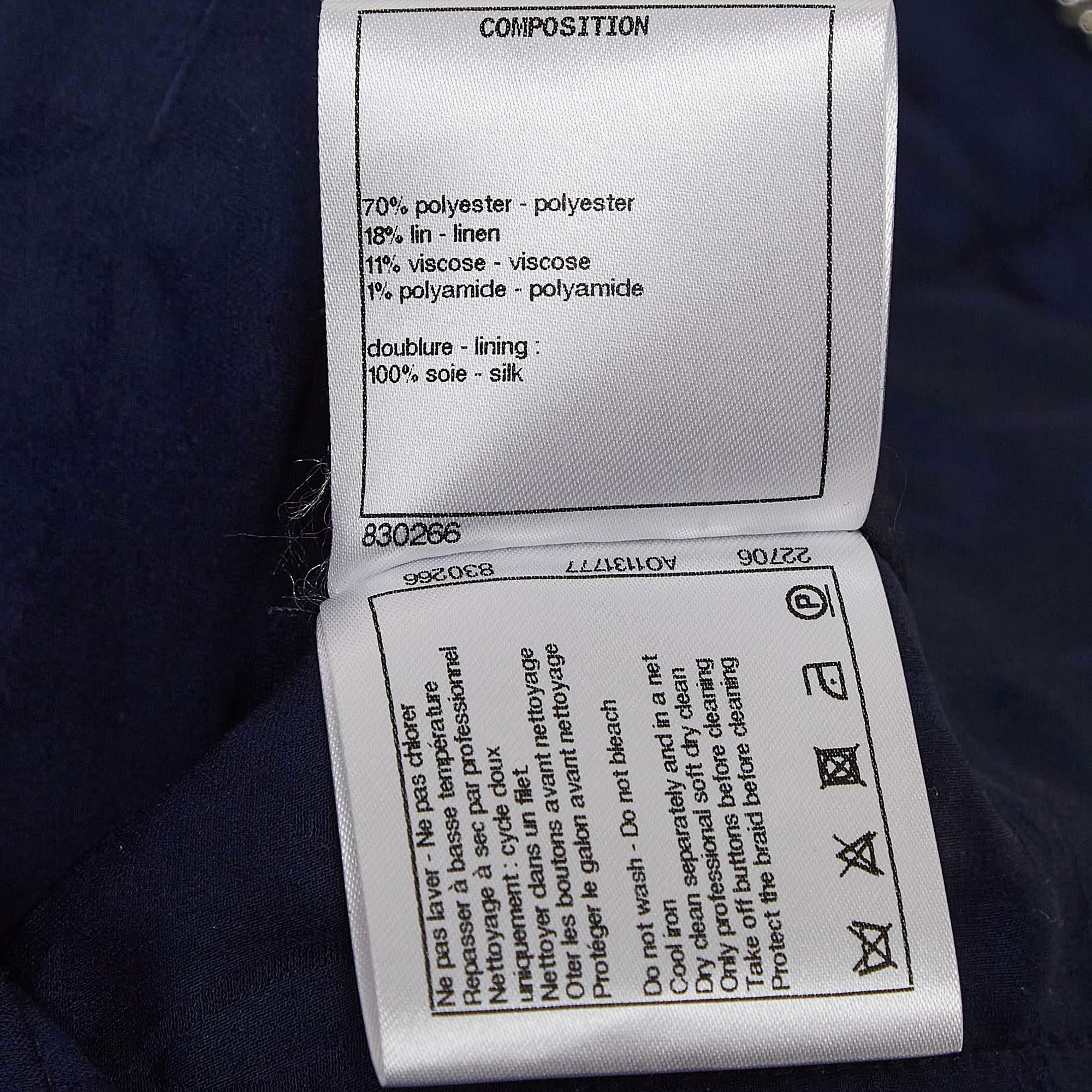 Chanel Blue Fringed Tweed Jacket S 1