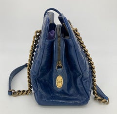 Chanel Blue Glazed Calfskin Quilted Tote Bag