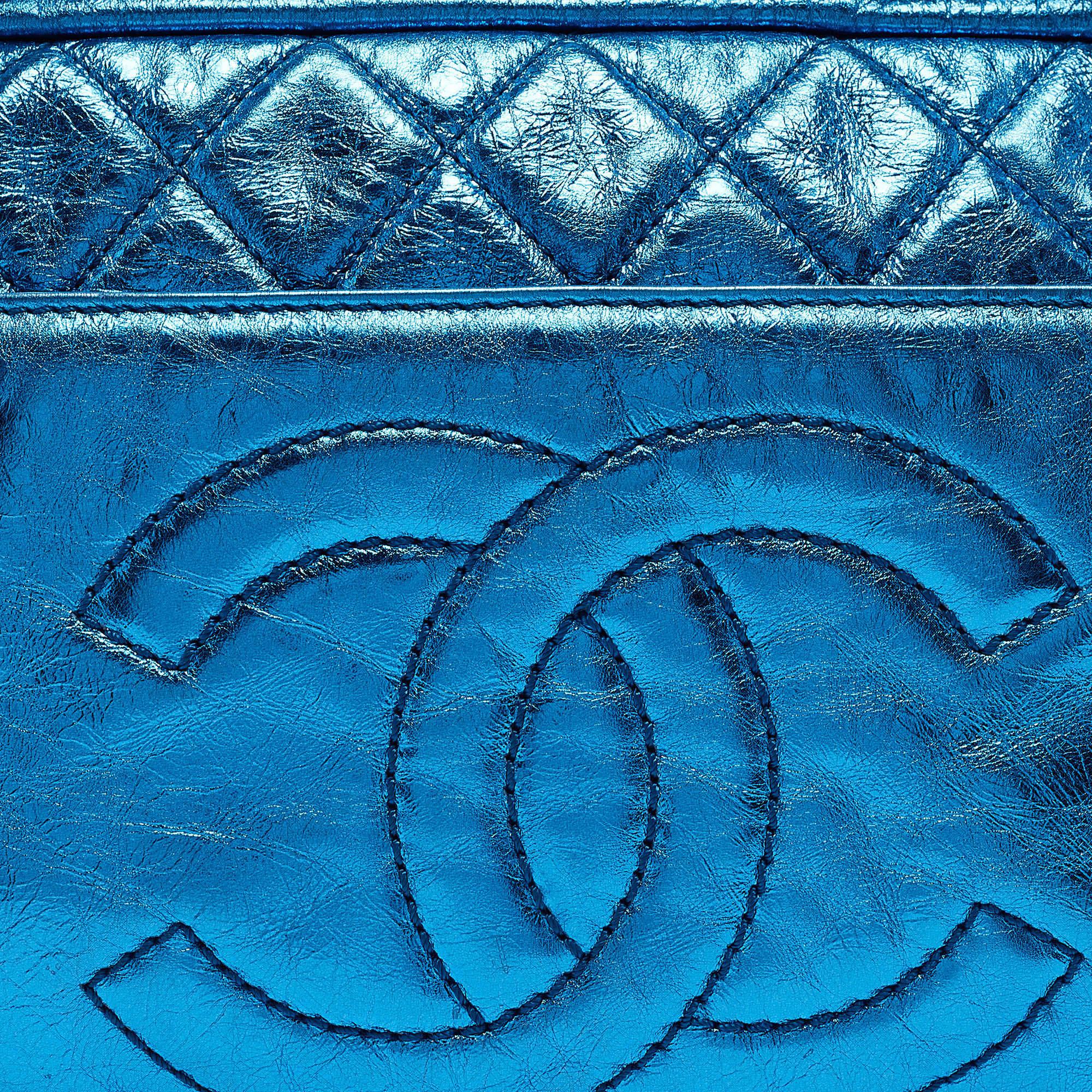 Chanel Blue Glazed Leather Modern Chain Camera Bag 1