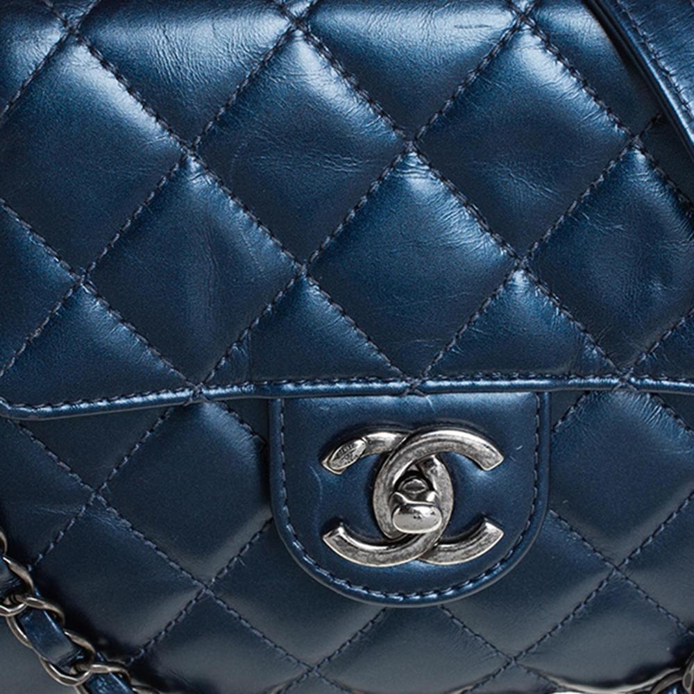 Chanel Blue Glazed Leather Paris Seoul Accordion Flap Bag 9