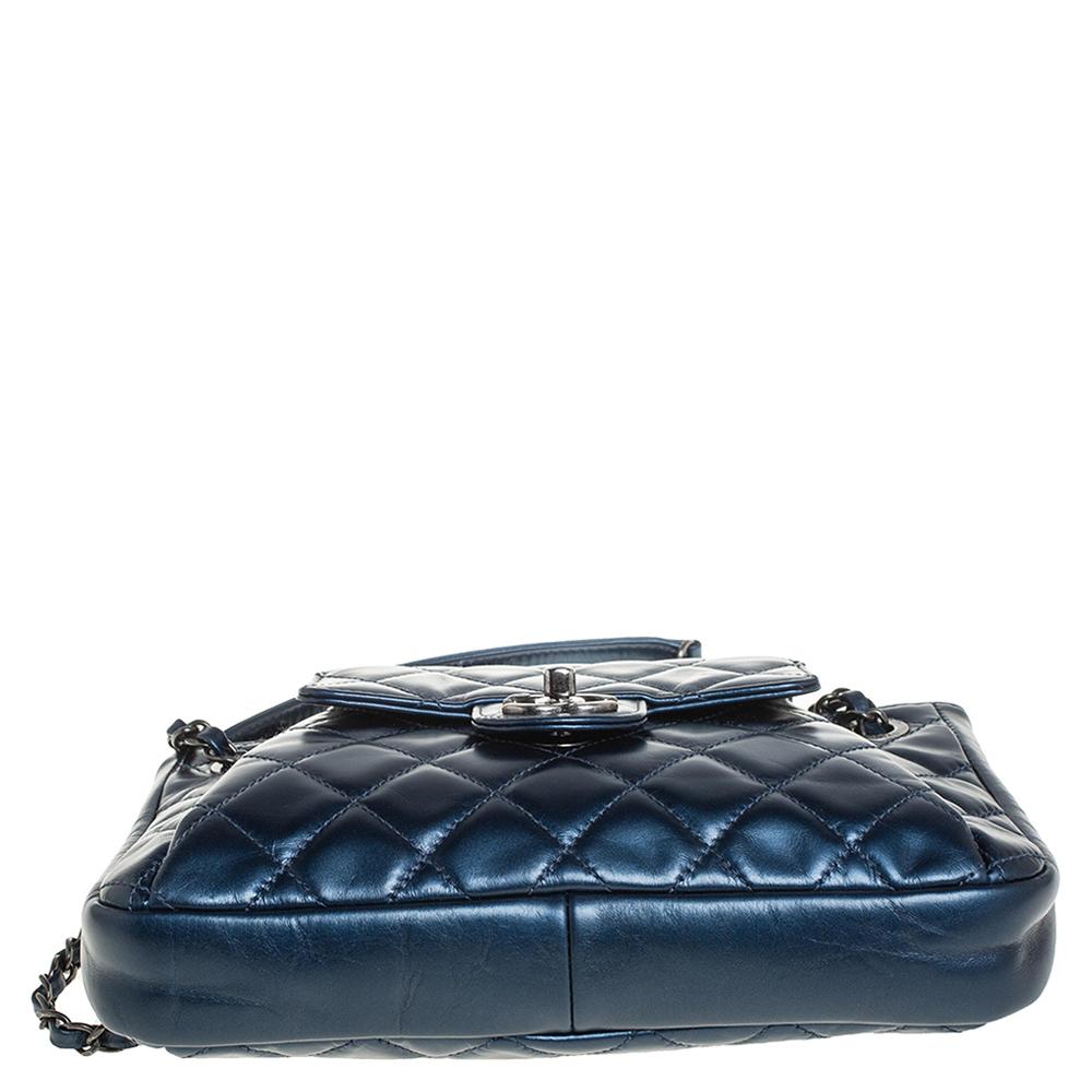 Chanel Blue Glazed Leather Paris Seoul Accordion Flap Bag 1