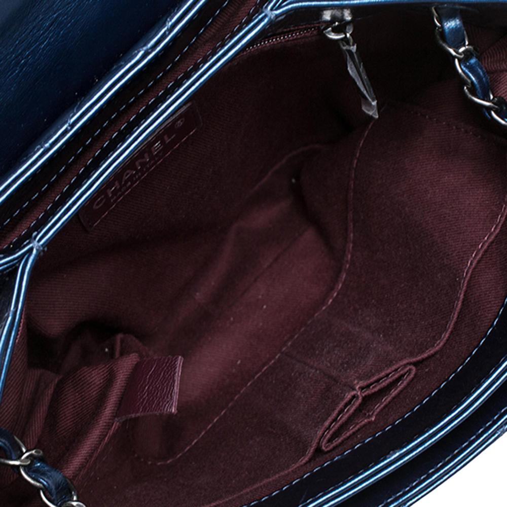 Chanel Blue Glazed Leather Paris Seoul Accordion Flap Bag 3