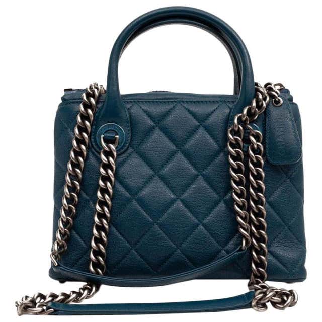 Chanel Blue Grained Leather Bag at 1stDibs