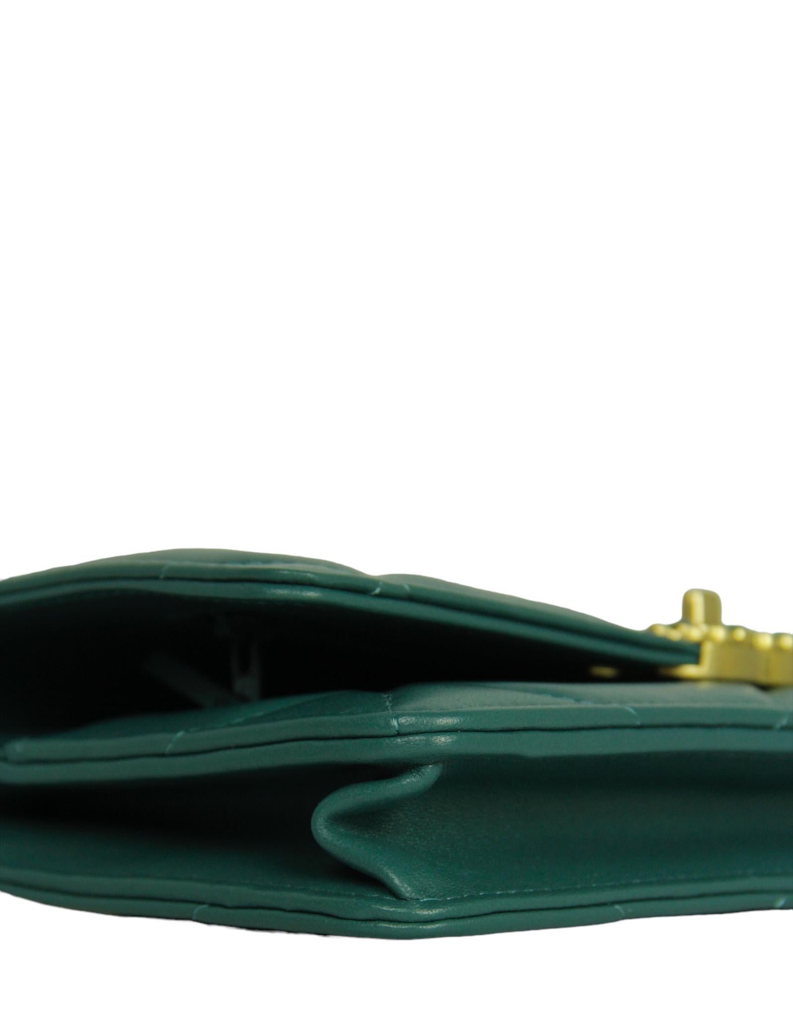 Women's Chanel Blue-Green Lambskin Quilted 19 Wallet On Chain WOC Crossbody Bag