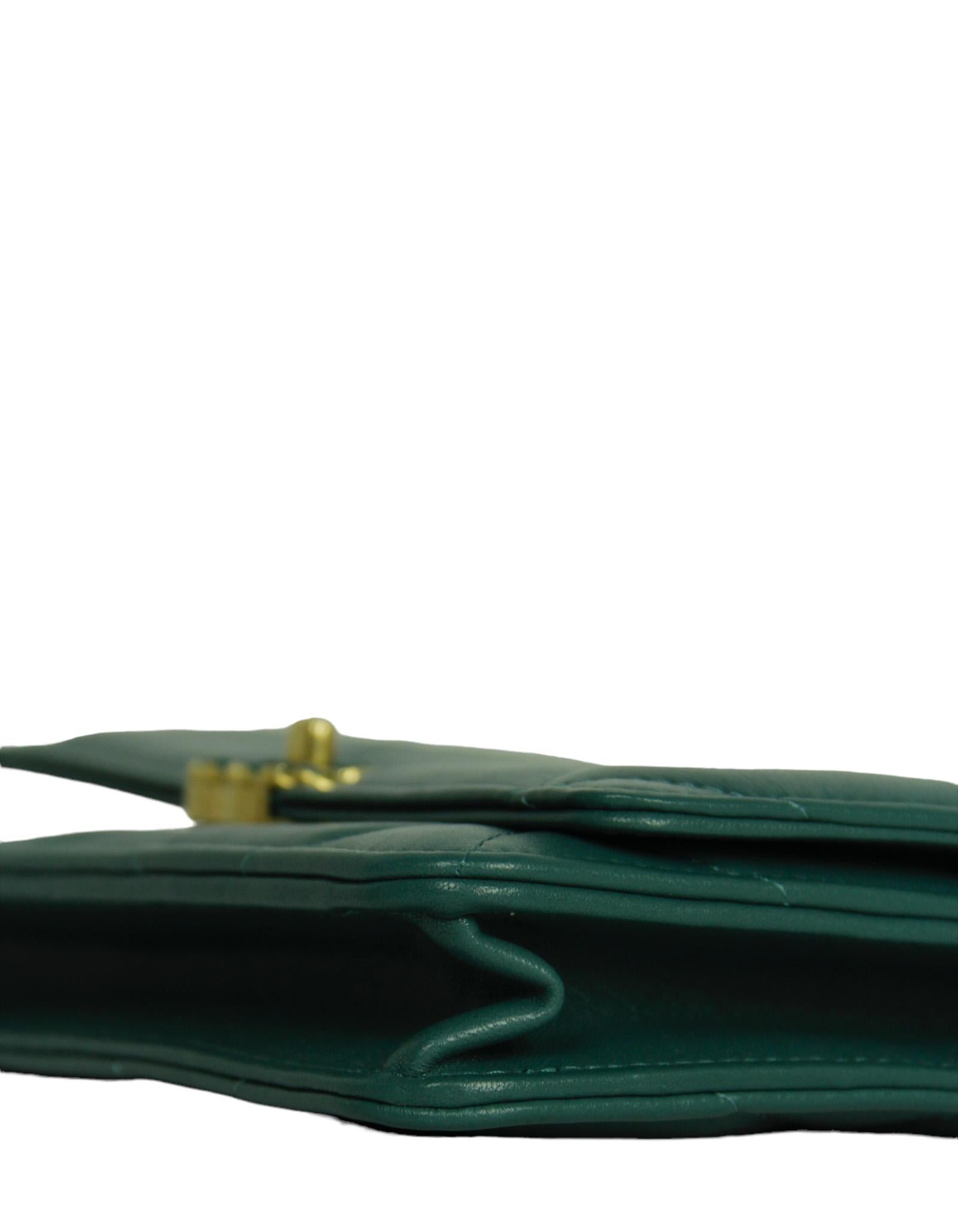 Chanel Blue-Green Lambskin Quilted 19 Wallet On Chain WOC Crossbody Bag 1