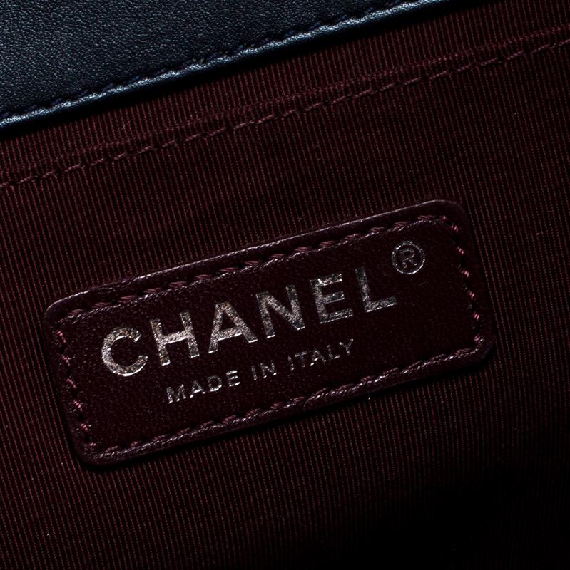 Women's Chanel Blue/Green Woven Leather Medium Boy Flap Bag