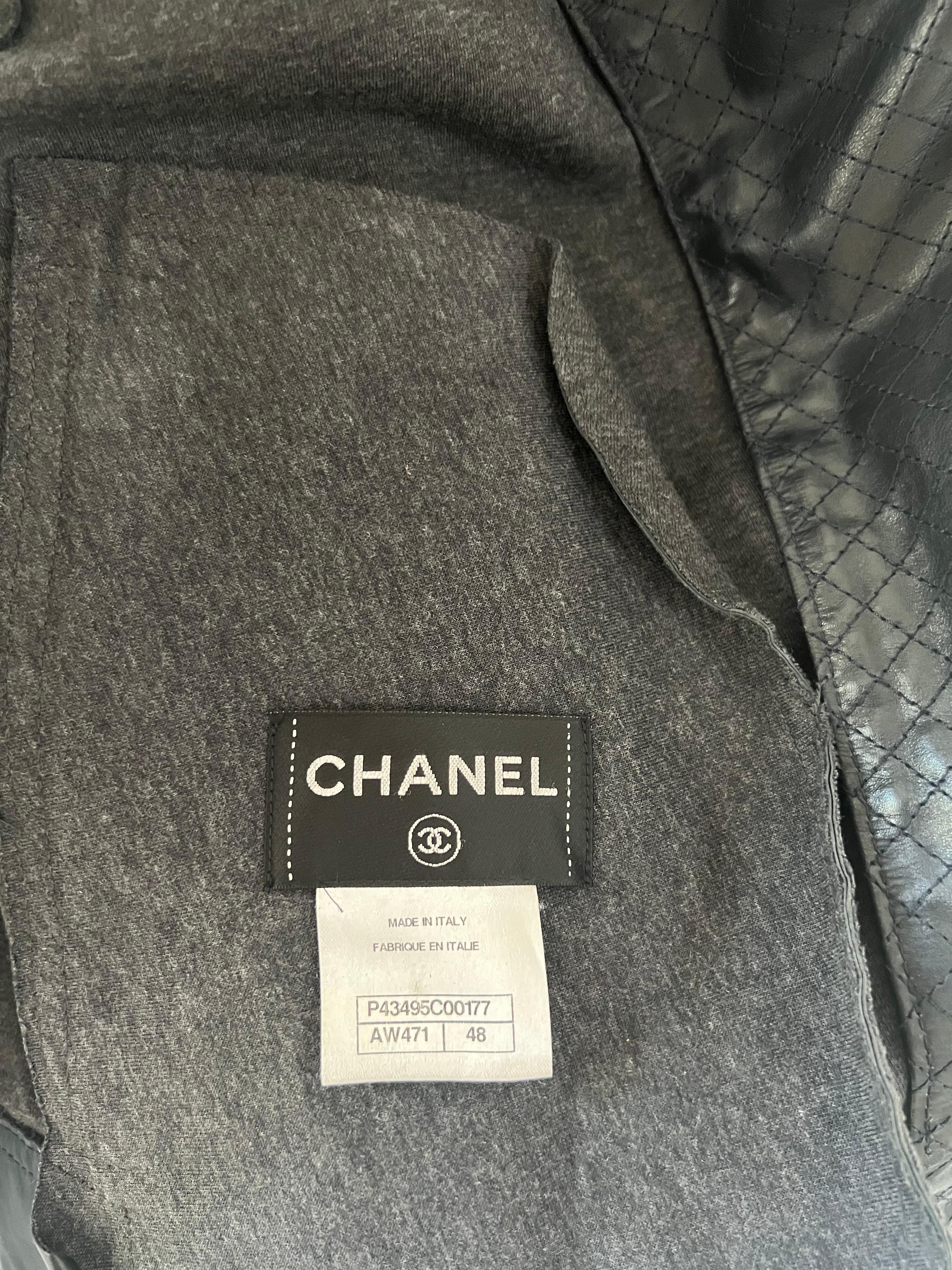 Chanel blue Grey Perfecto Leather Jacket For Sale 6