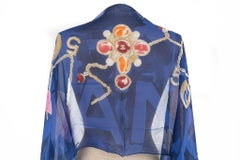 Chanel Blue Gripoix Silk Chiffon Shawl
