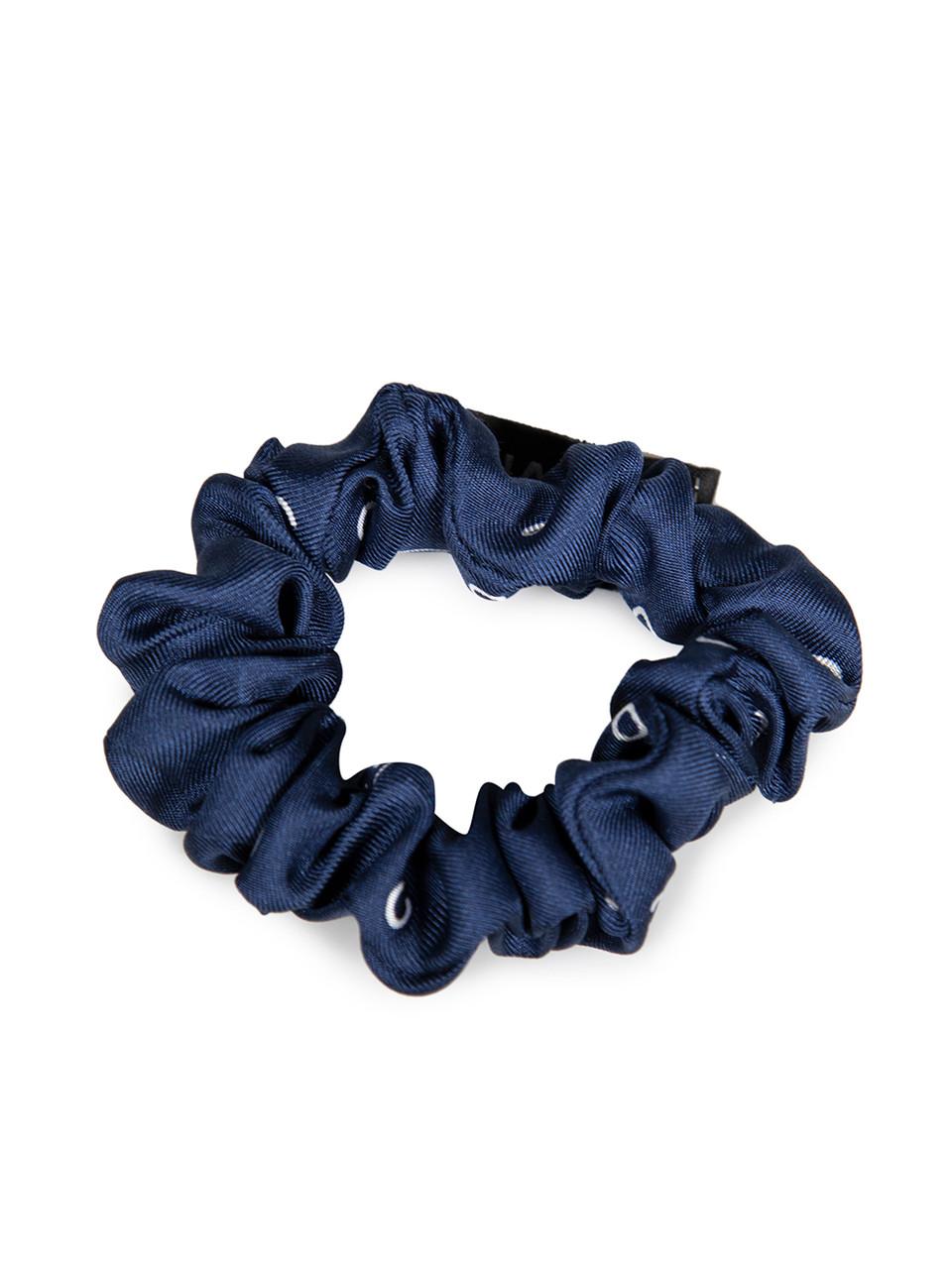 CONDITION is Very good. Hardly any visible wear to scrunchie and scarf is evident on this used Chanel designer resale item. This item comes with original box.
 
 Details
 Blue
 Silk
 Elasticated scrunchie
 Square scarf
 CC logo pattern
 
 
 Made in