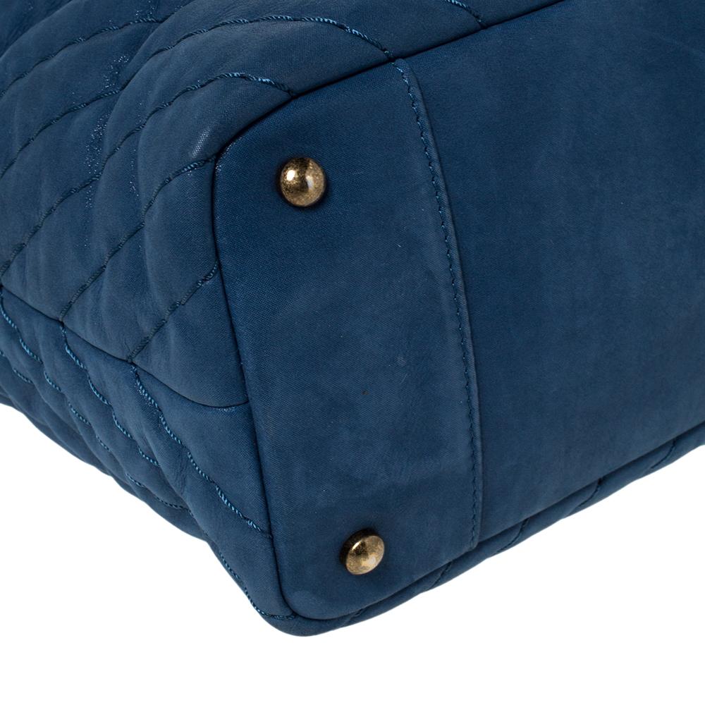 Chanel Blue Iridescent Chevron Leather Chain Bag 1