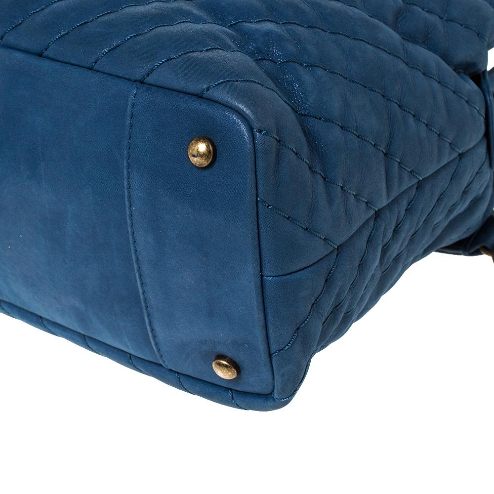Chanel Blue Iridescent Chevron Leather Chain Bag 2