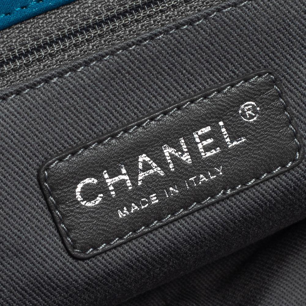 Chanel Blue Iridescent Glint Leather East West Flap Shoulder Bag 7