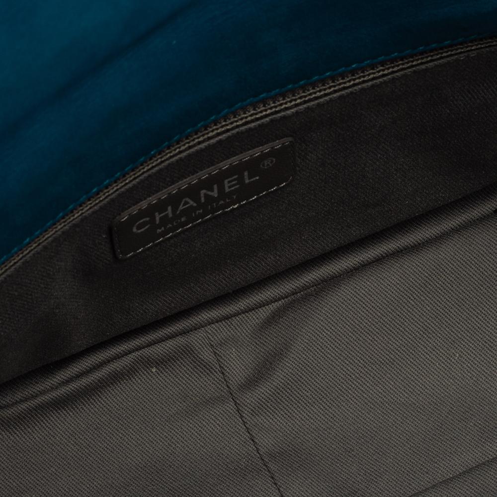 Chanel Blue Iridescent Glint Leather East West Flap Shoulder Bag 8