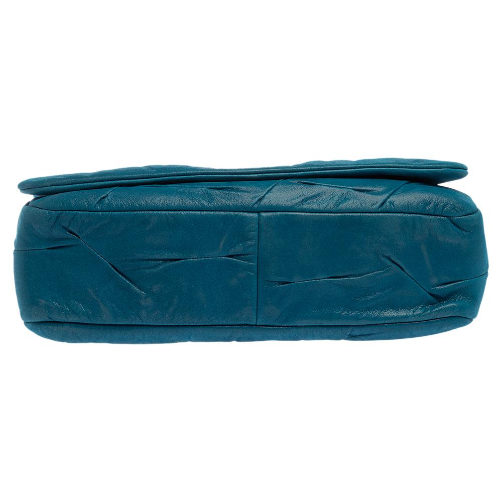 Chanel Blue Iridescent Glint Leather East West Flap Shoulder Bag 1