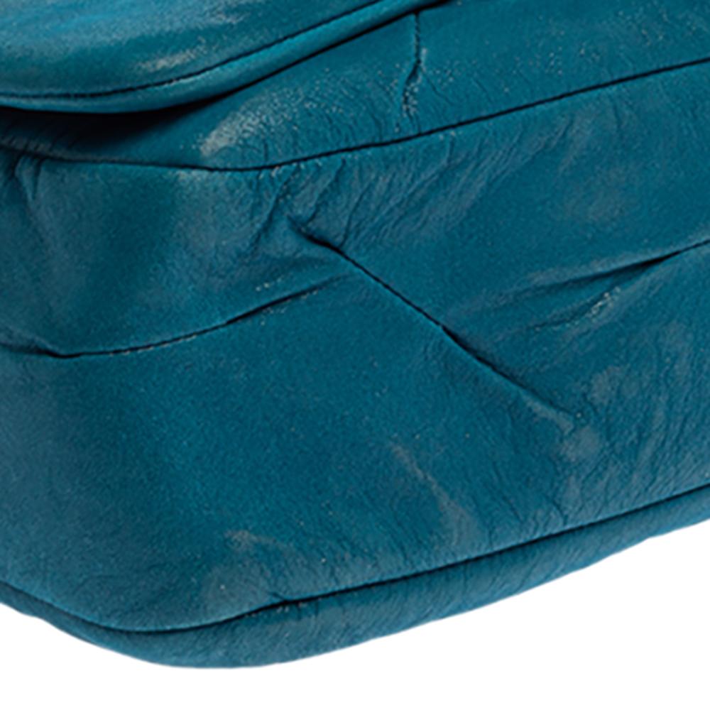 Chanel Blue Iridescent Glint Leather East West Flap Shoulder Bag 3