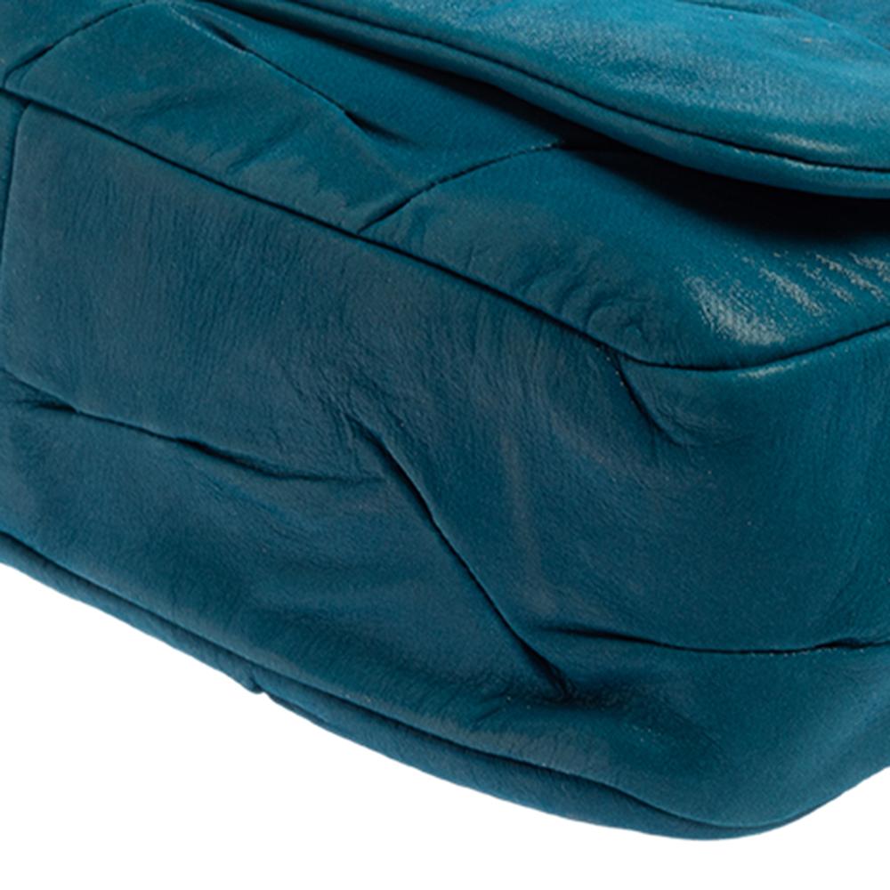 Chanel Blue Iridescent Glint Leather East West Flap Shoulder Bag 4