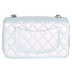 Chanel Blue Iridescent Quilted Goatskin Rectangular Mini Flap