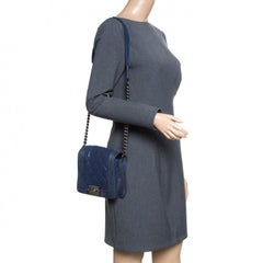 Chanel Blue Iridescent Suede Small Gentle Square Boy Bag